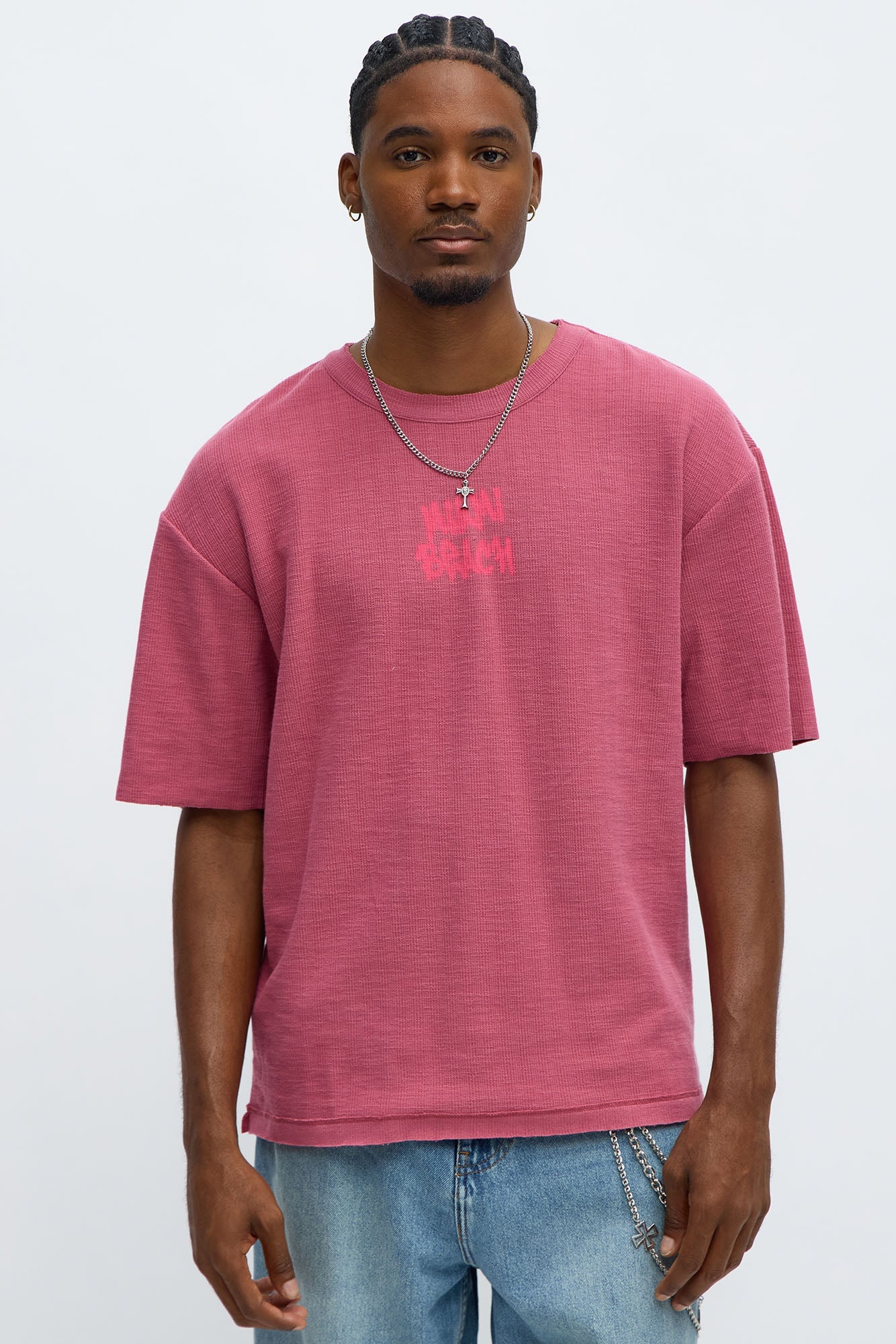 Relaxed Miami Beach Spray Paint Tee - Pink