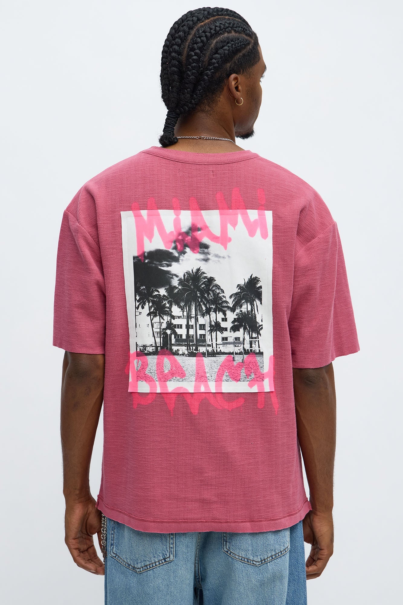 Relaxed Miami Beach Spray Paint Tee - Pink