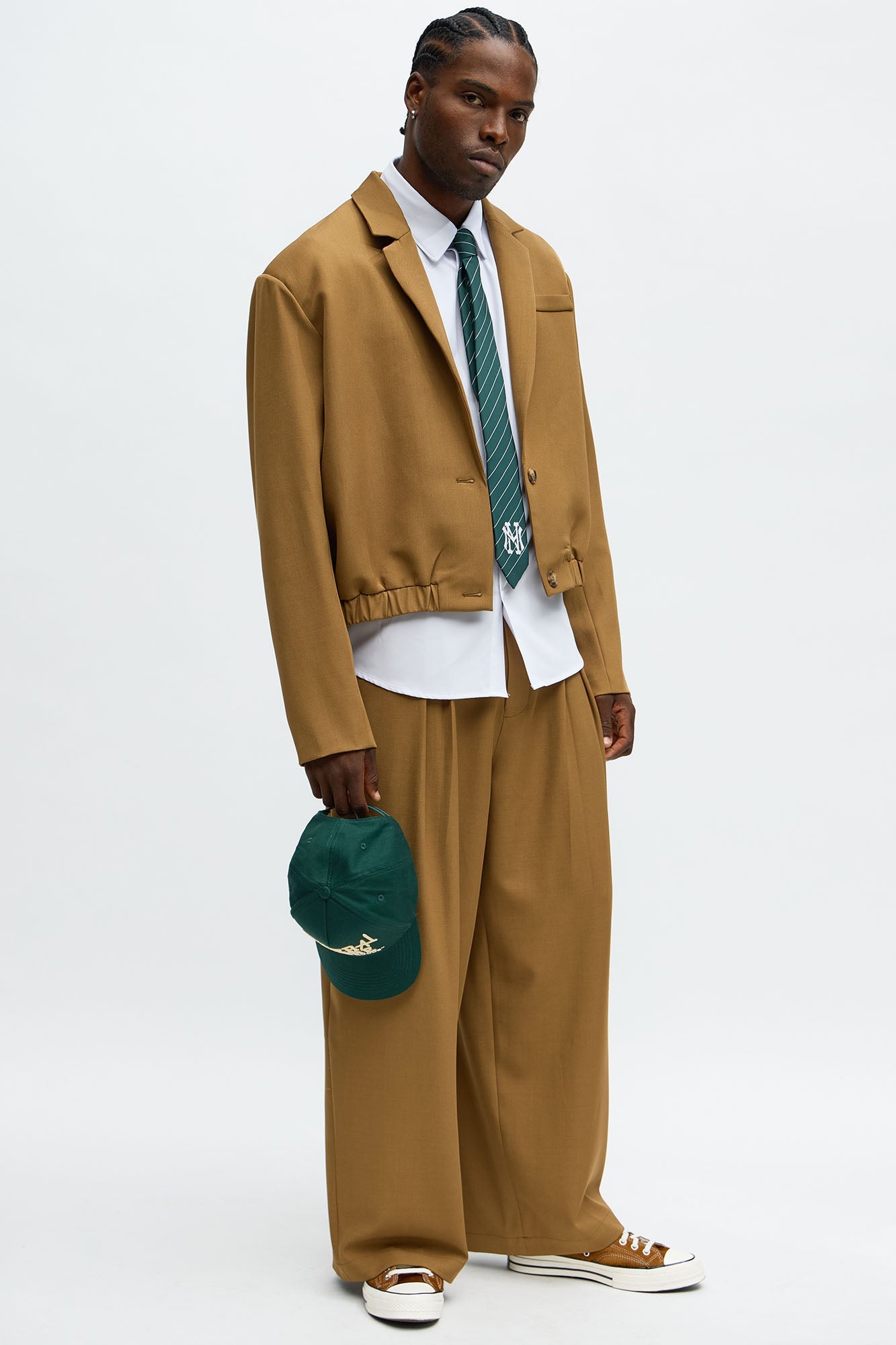 Strikeout Pleated Trouser - Brown