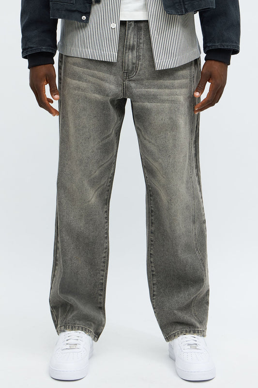 Relaxed Straight Panel Down Now Jean - Grey