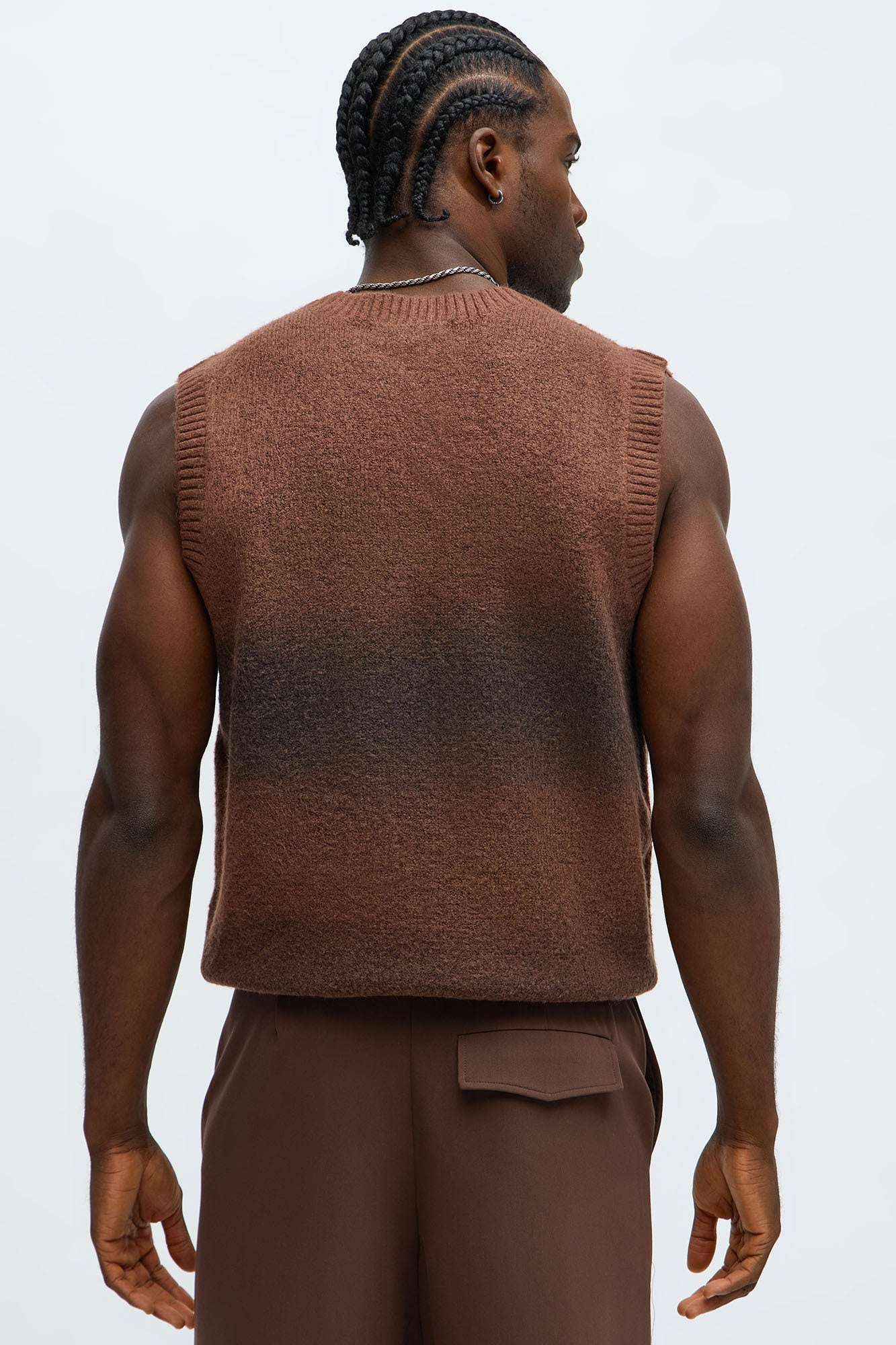 Mohair Like Sweater Vest - Brown/combo