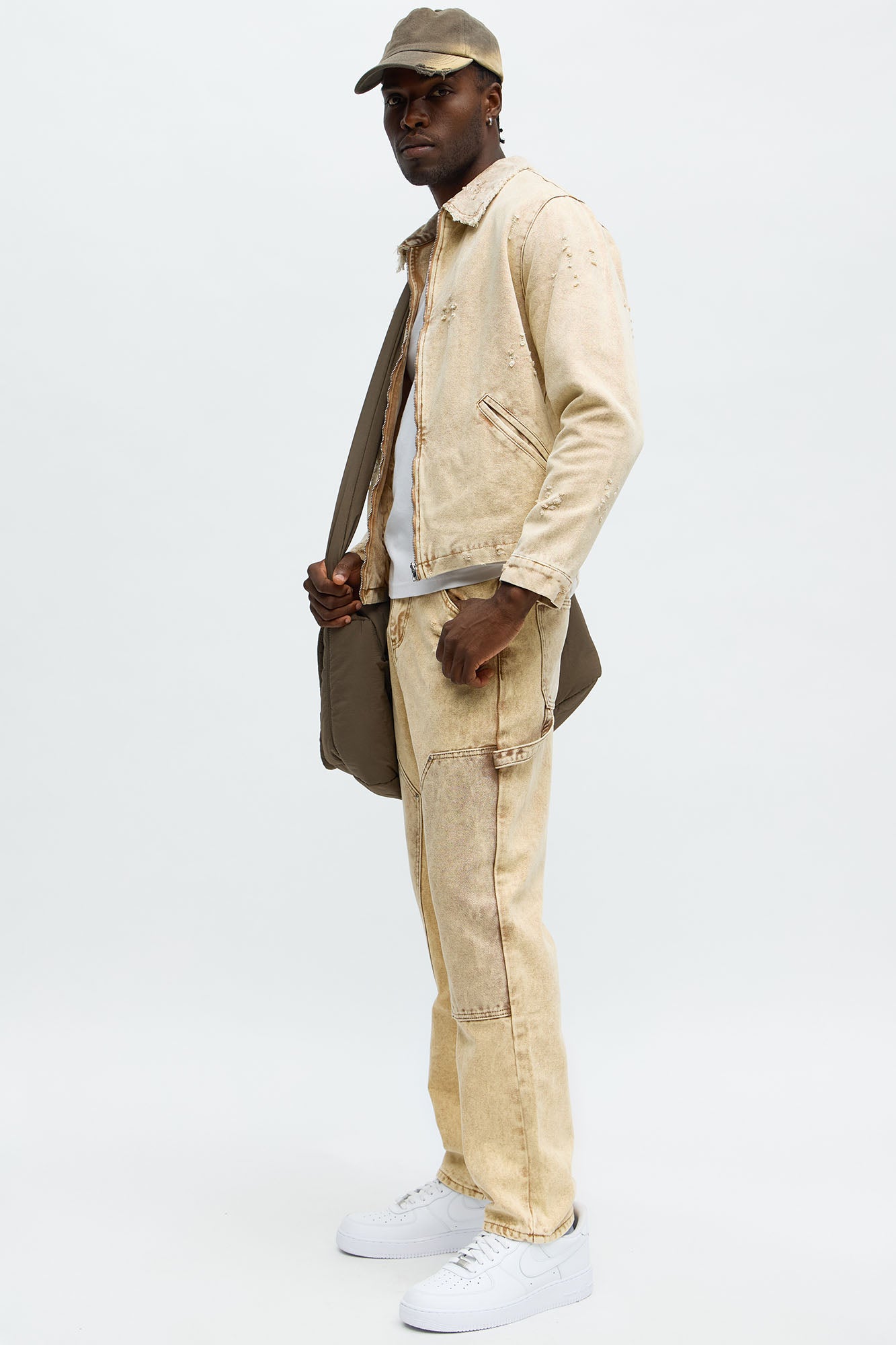 Straight Distressed Carpenter Jean - Tan