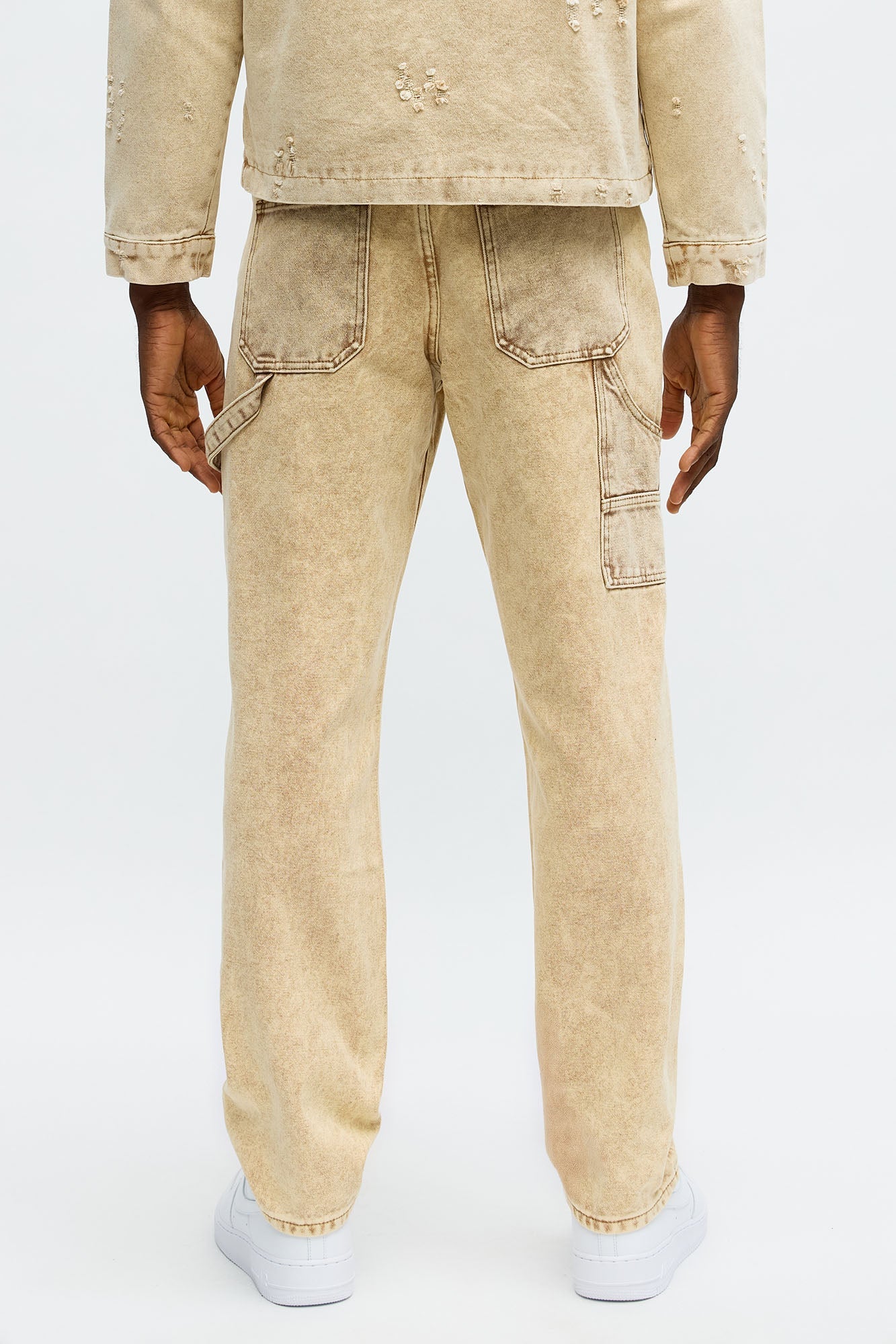 Straight Distressed Carpenter Jean - Tan