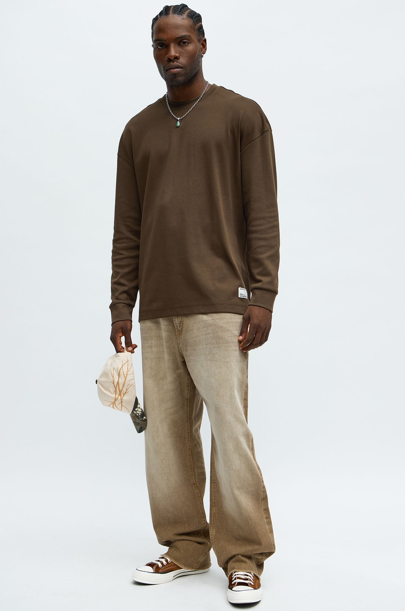 Oversized Premium Everyday Long Sleeve Tee - Chocolate