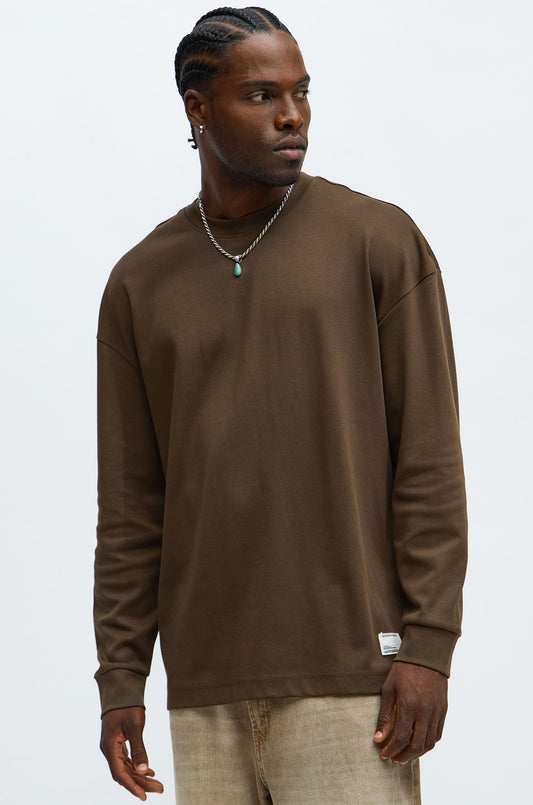 Oversized Premium Everyday Long Sleeve Tee - Chocolate