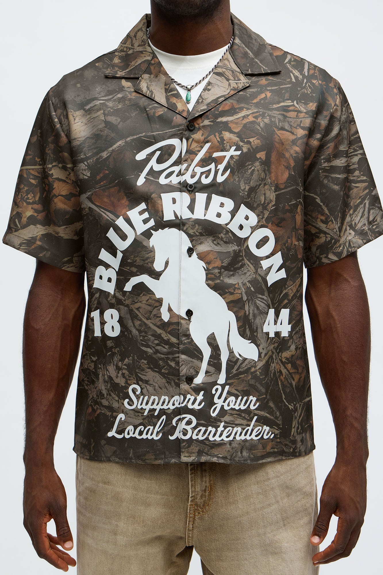 Pabst Blue Ribbon Button Up Shirt - Camouflage