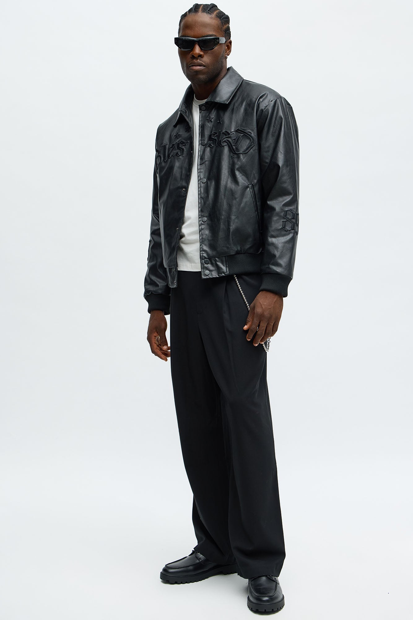 Relaxed Blessed Embroidered Coach Jacket - Black