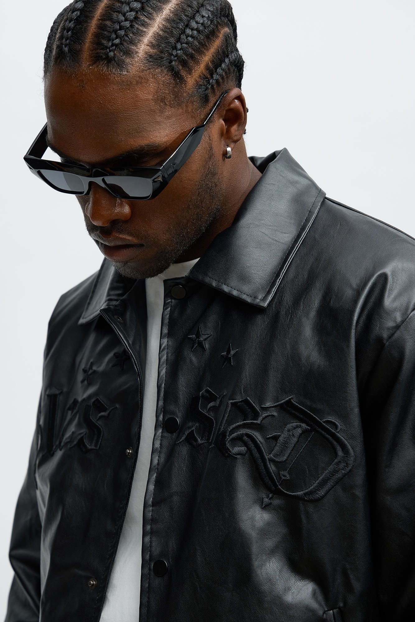 Relaxed Blessed Embroidered Coach Jacket - Black