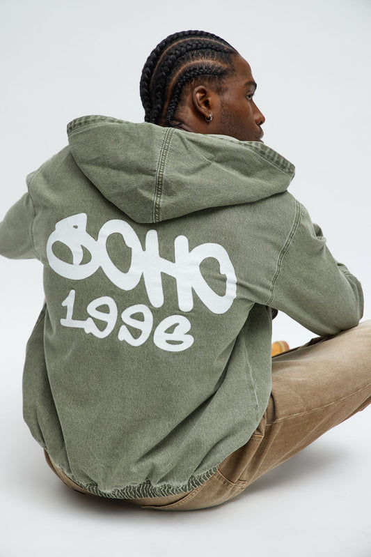 Relaxed Soho '96 Hooded Pullover Jacket - Olive
