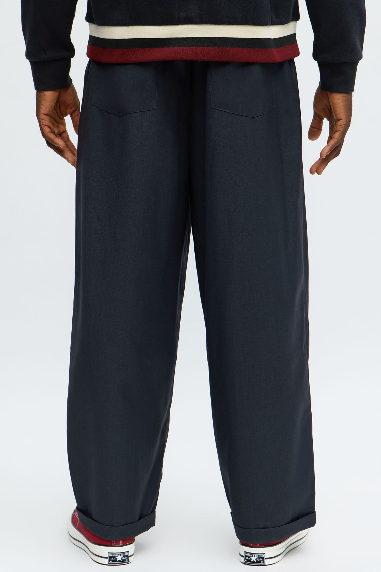 Baggy Pleated Everyday Trouser - Grey/Blue