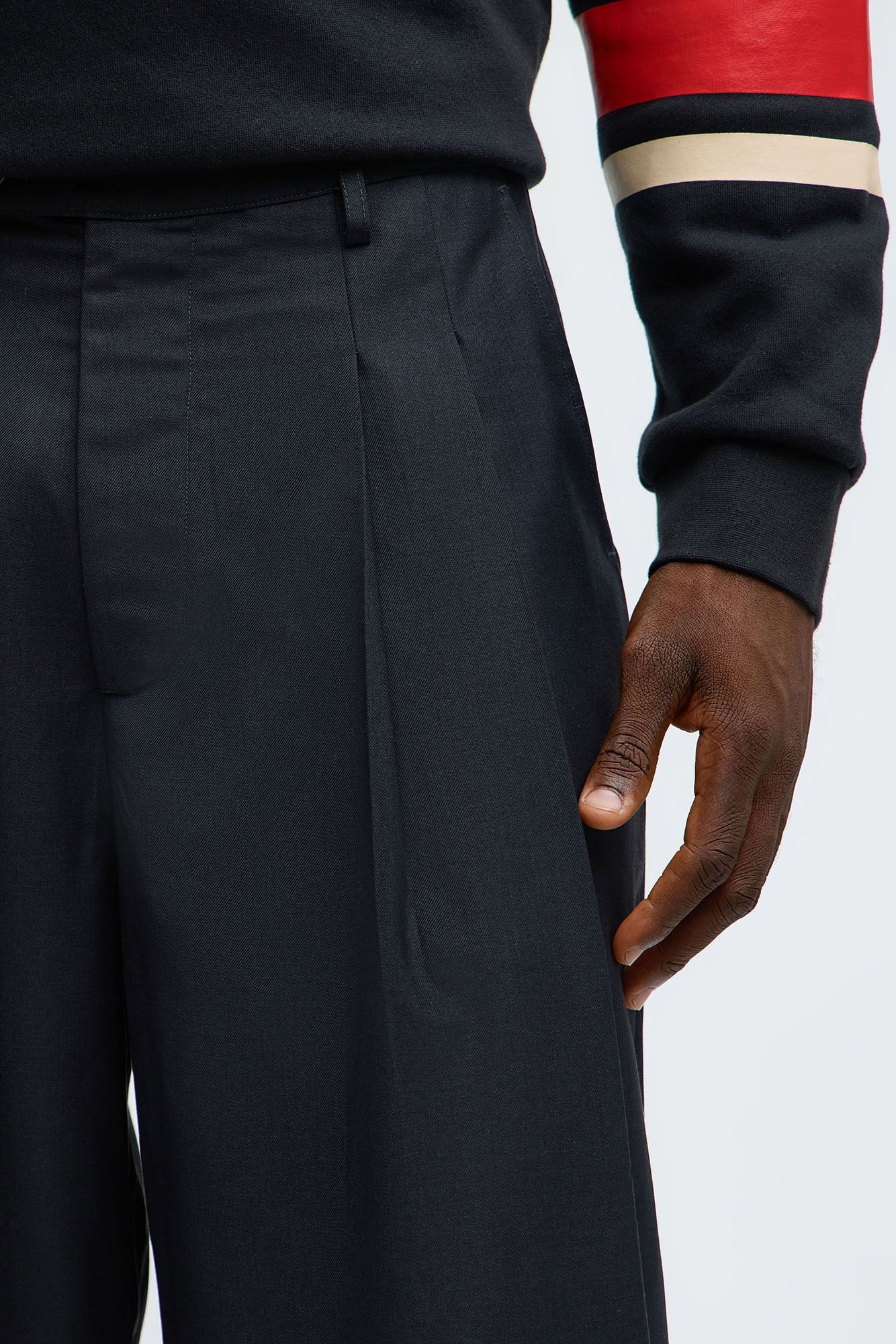 Baggy Pleated Everyday Trouser - Grey/Blue