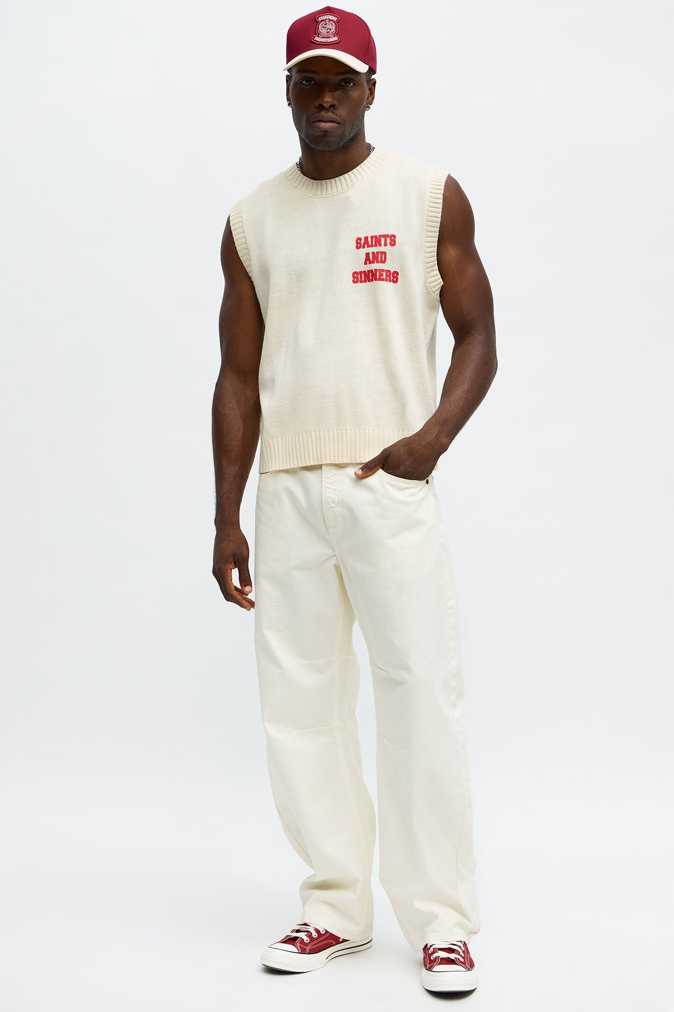 Social Club Sweater Vest - Cream