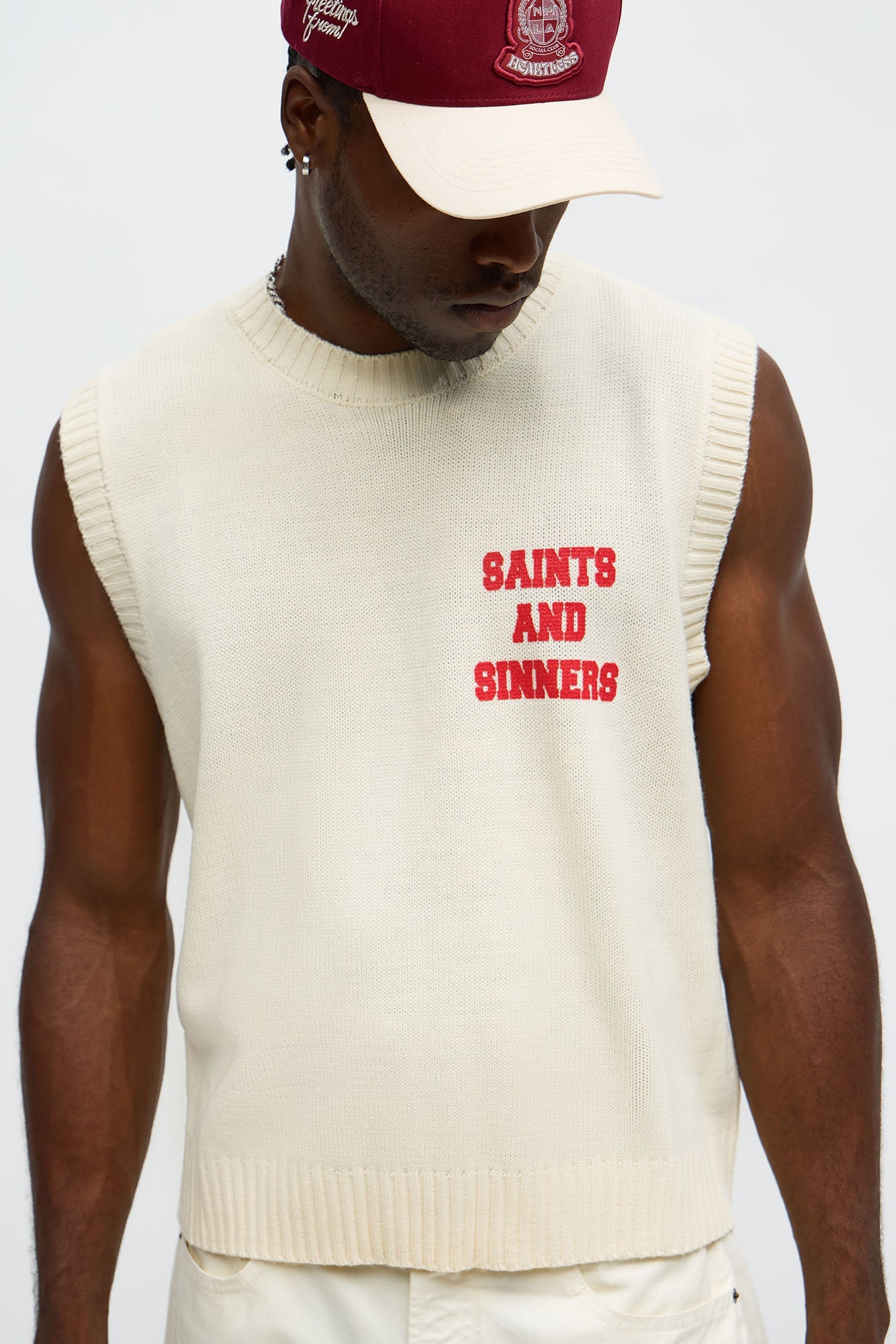 Social Club Sweater Vest - Cream