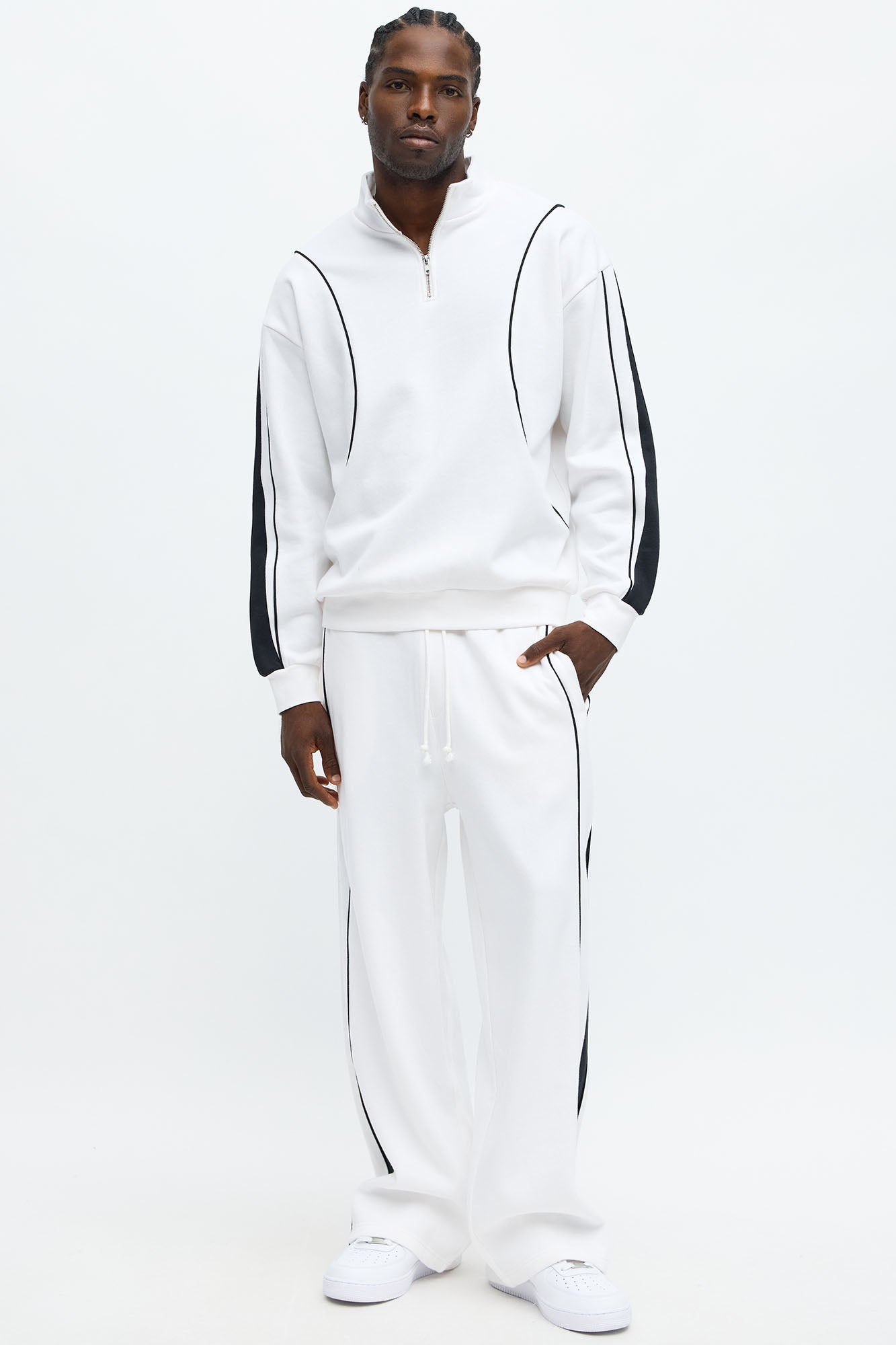 Lightwork Quarter Zip Sweatshirt - White/Black