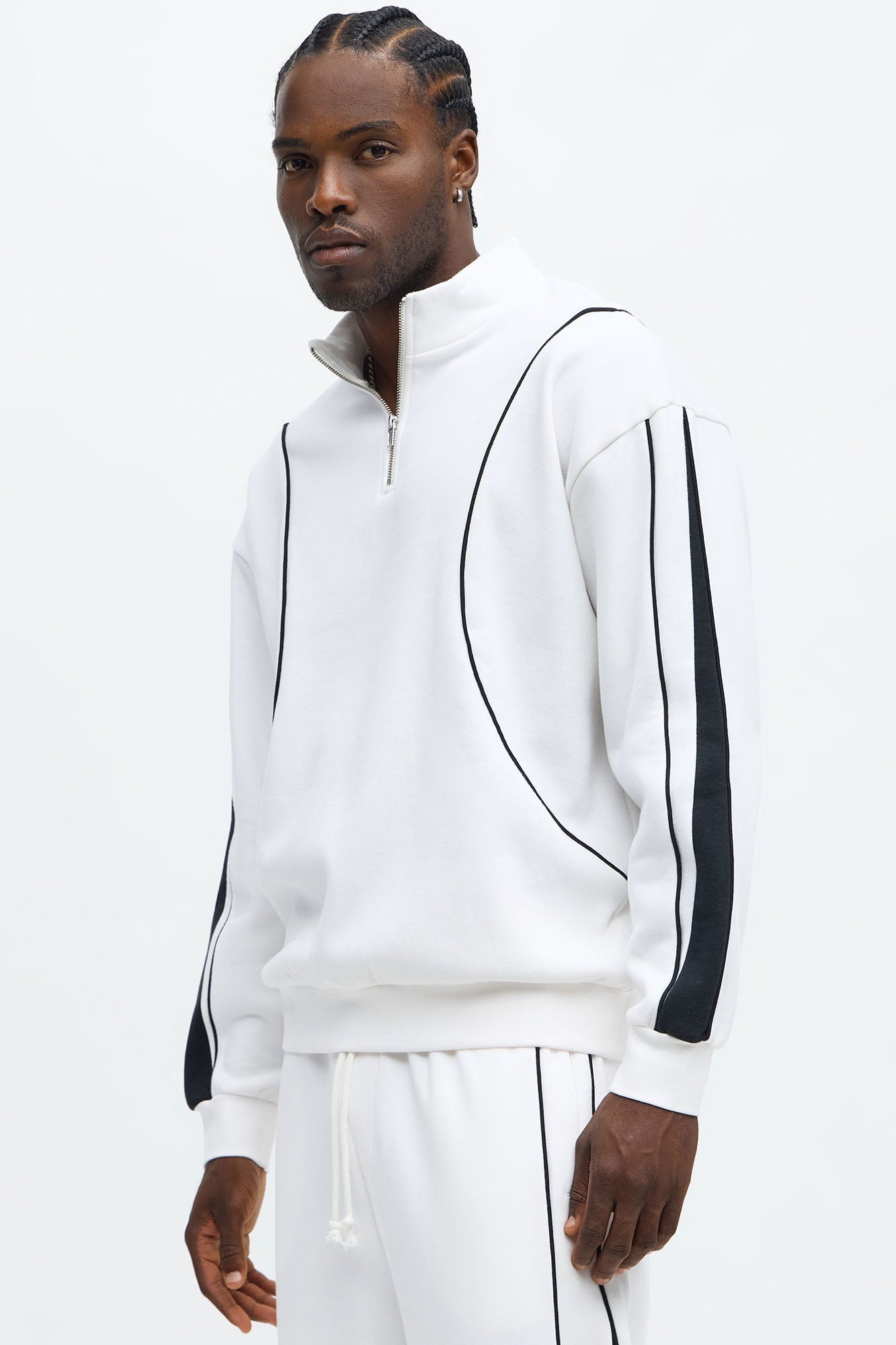 Lightwork Quarter Zip Sweatshirt - White/Black