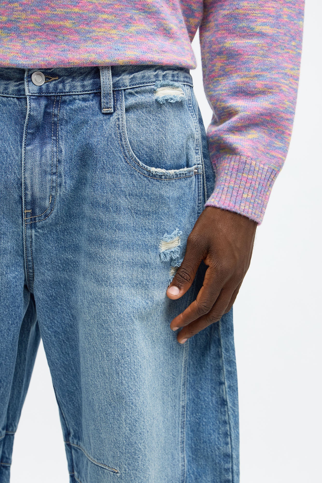 Barrel Get The Feeling Distressed Jeans - Medium Wash