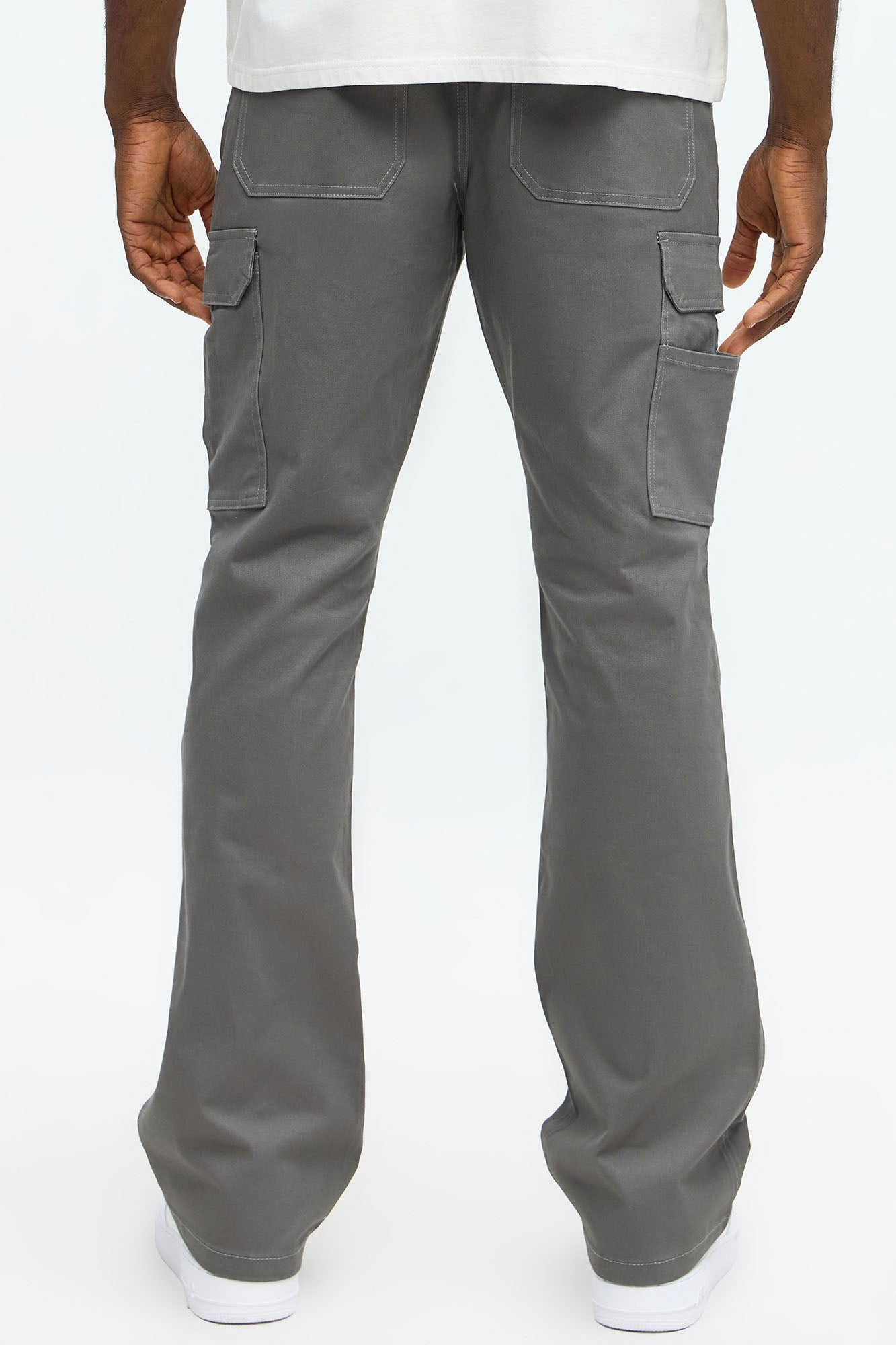 Stacked Slim Flare Kryptonite Cargo Pants - Grey