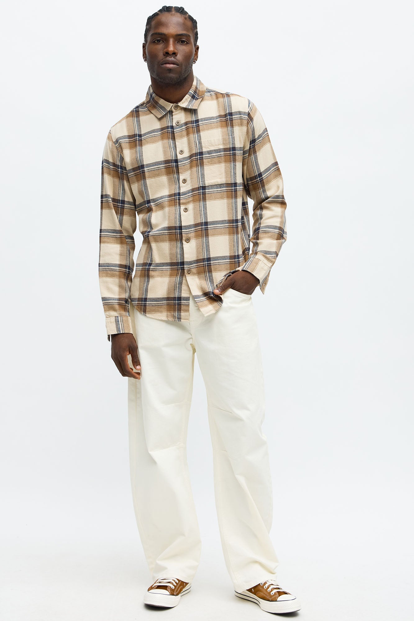 Sayward Flannel Shirt - Tan/Multi