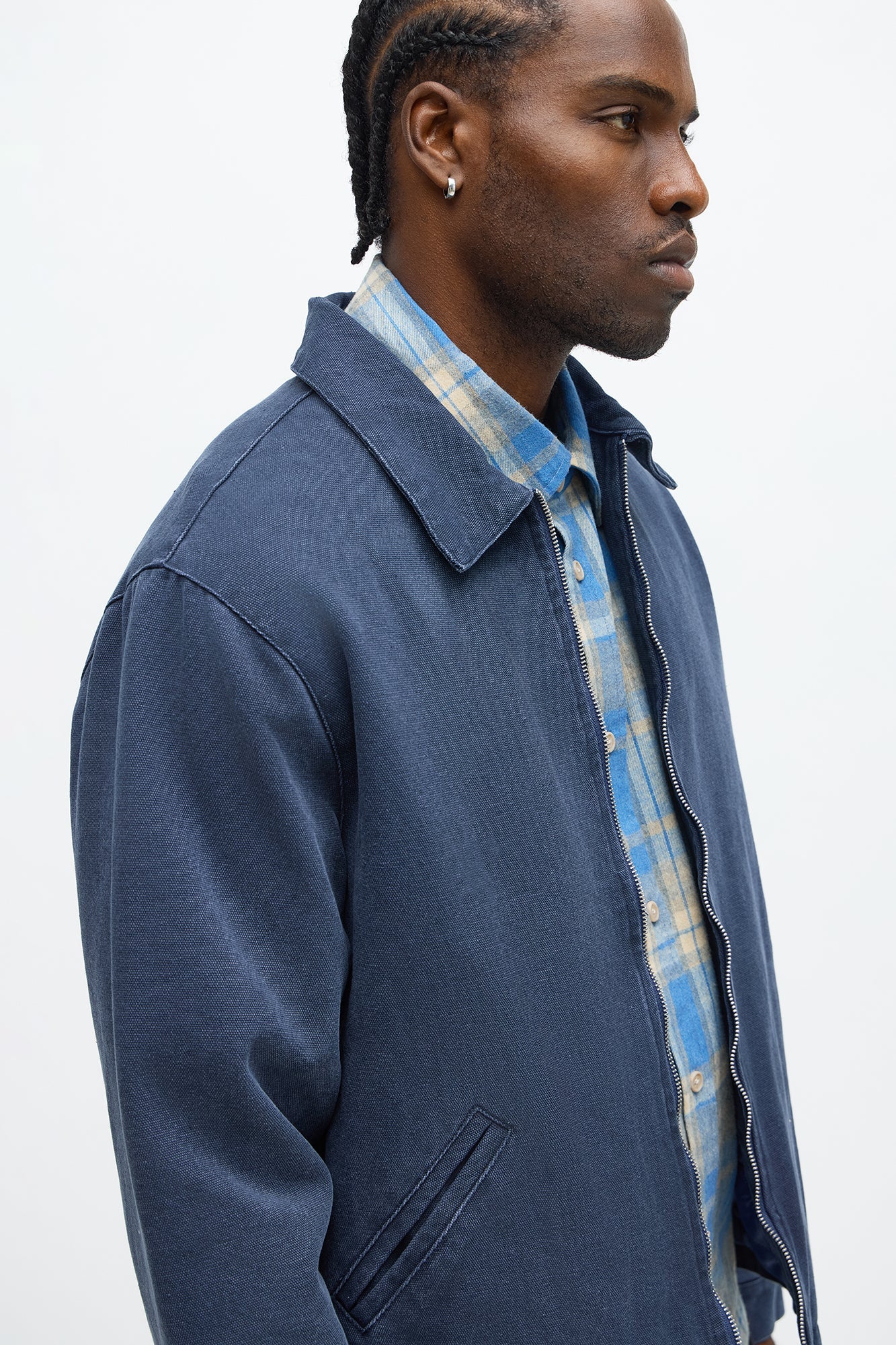 Relaxed Hard Work Washed Zip Jacket - Navy
