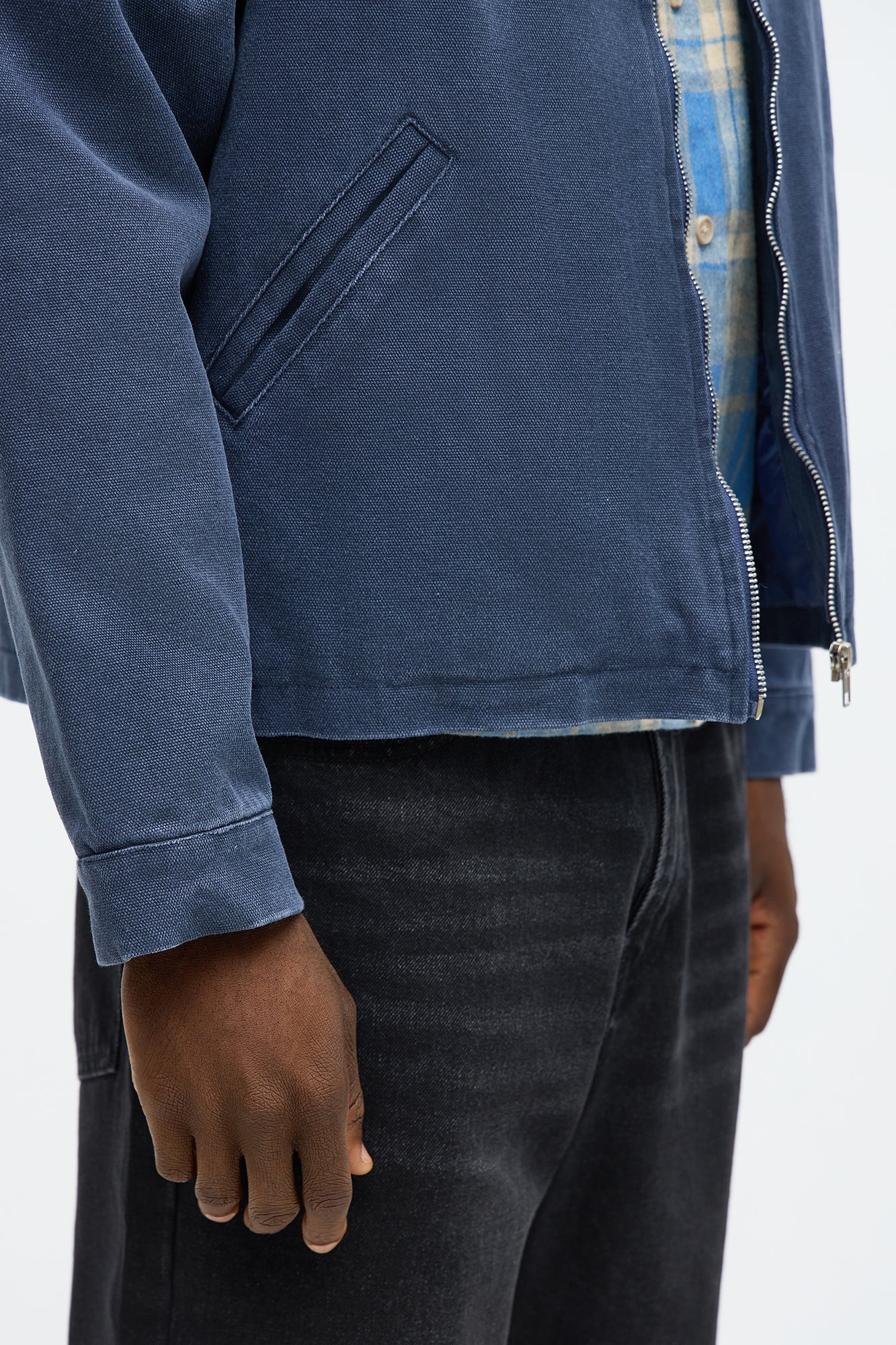Relaxed Hard Work Washed Zip Jacket - Navy