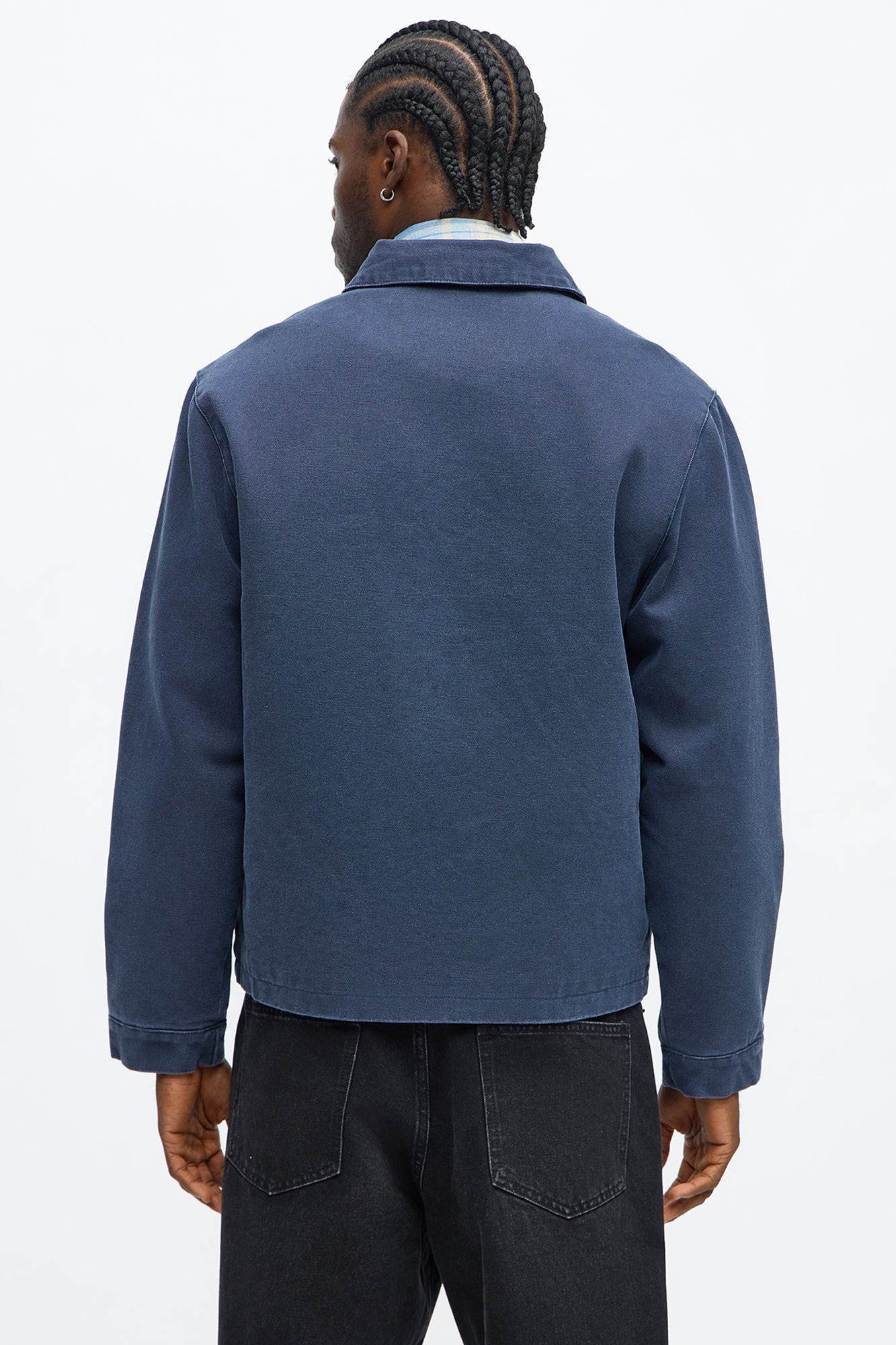 Relaxed Hard Work Washed Zip Jacket - Navy