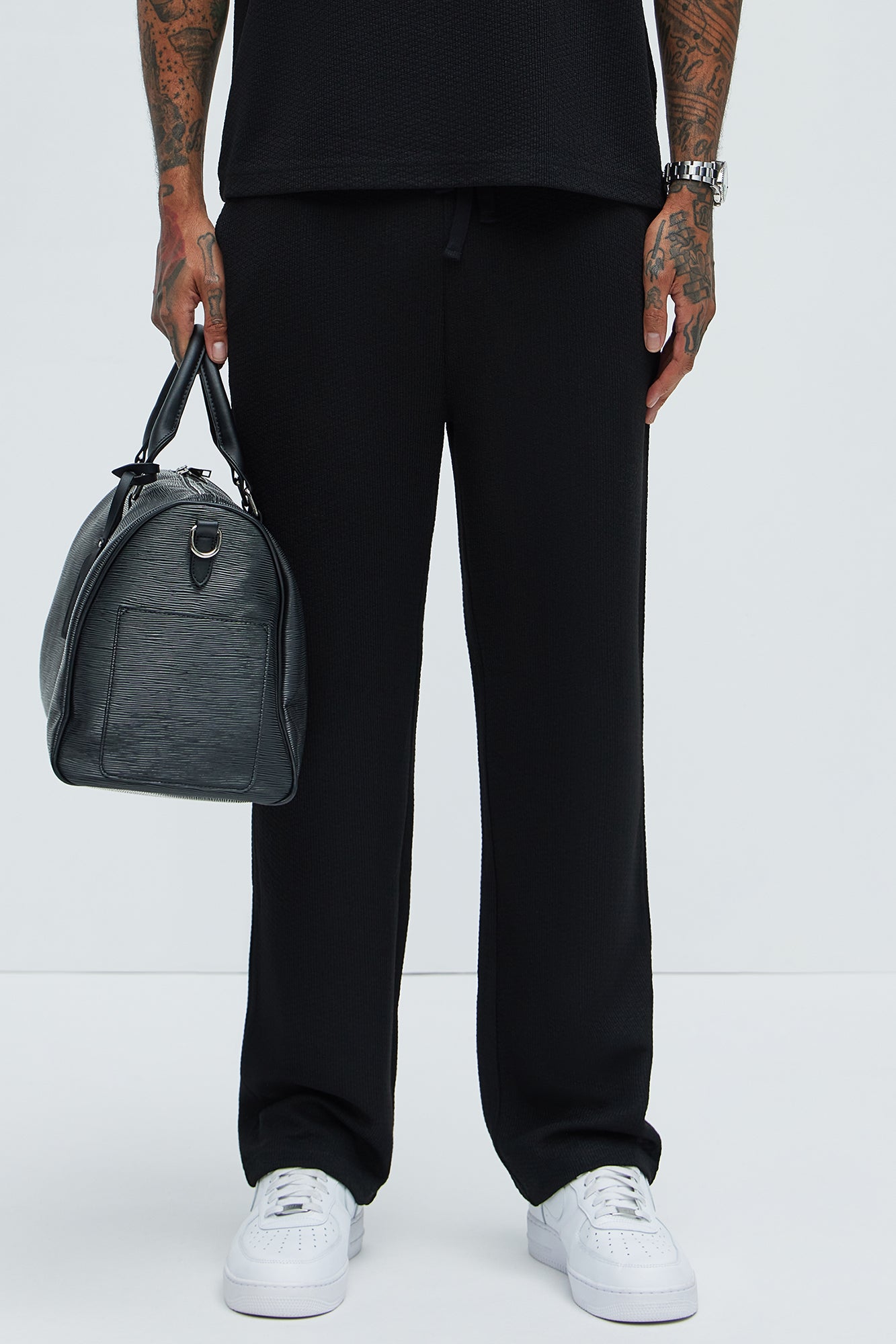 Capstan Straight Textured Pants - Black