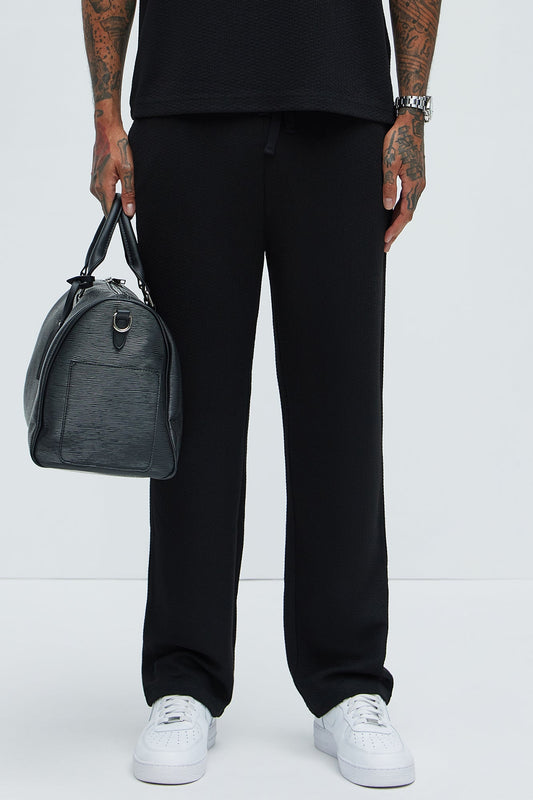 Capstan Straight Textured Pants - Black