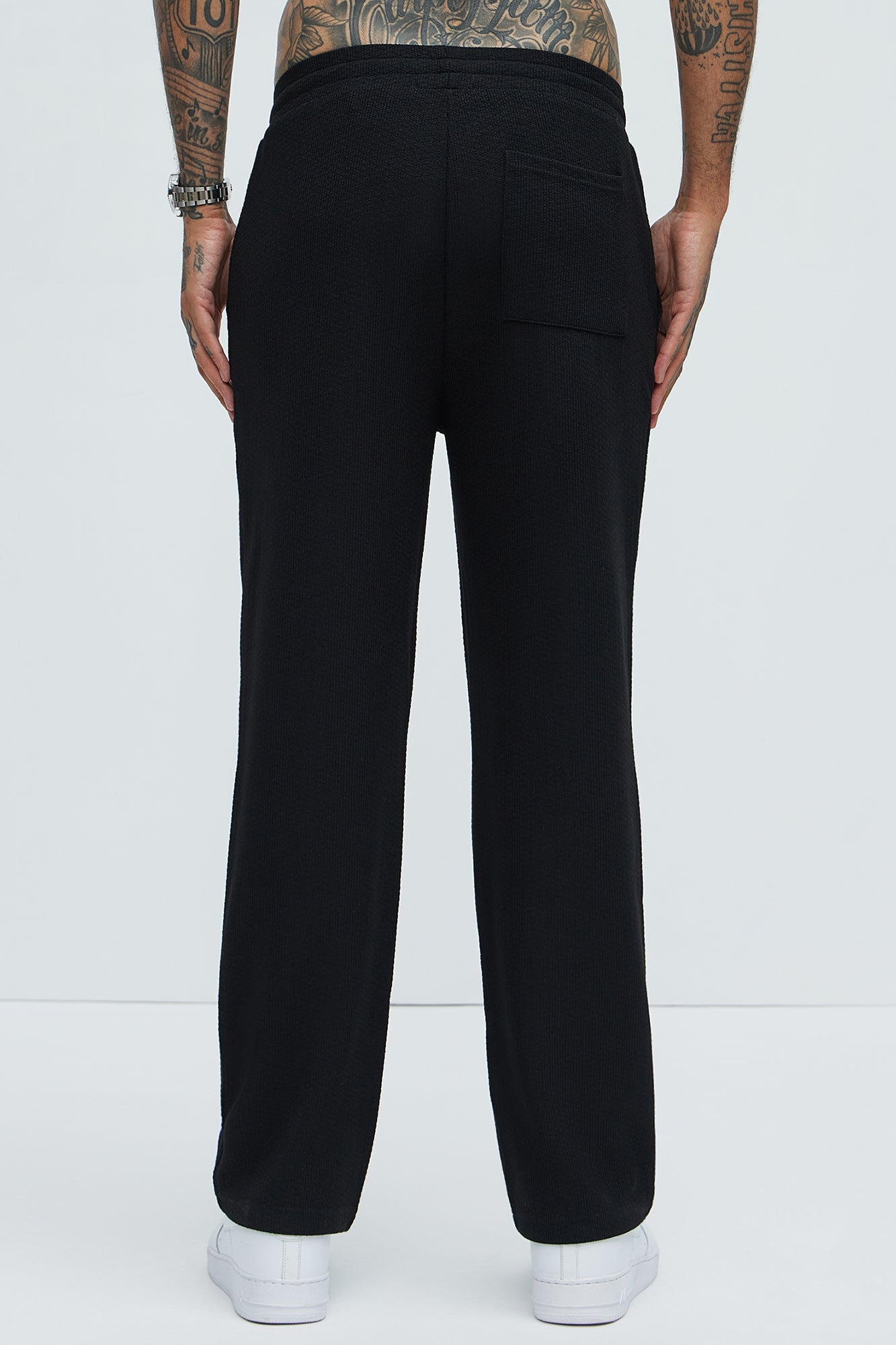 Capstan Straight Textured Pants - Black