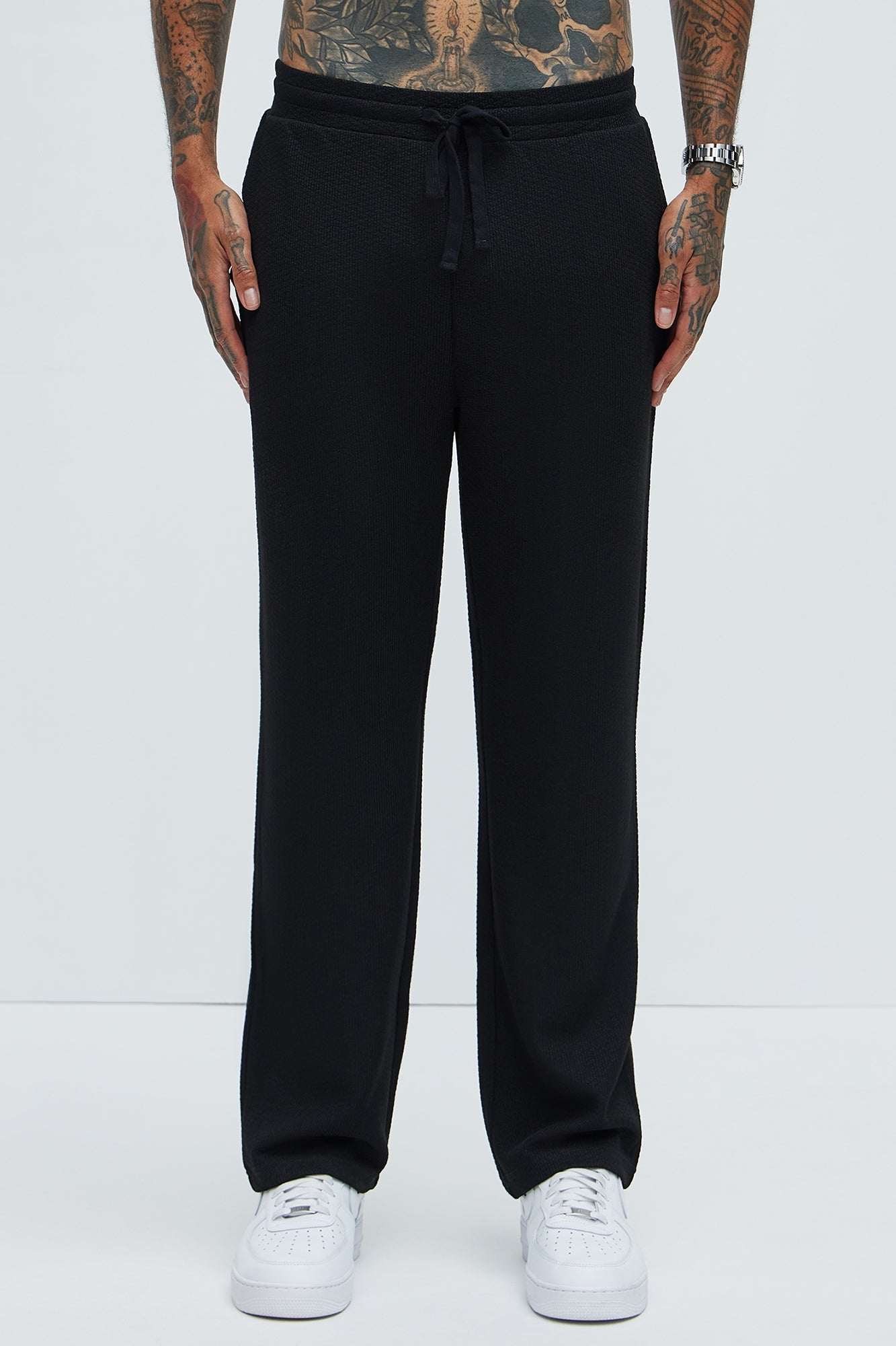 Capstan Straight Textured Pants - Black