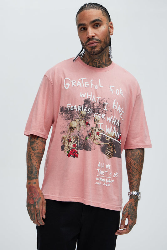Grateful For What I have Oversized Short Sleeve Tee - Pink