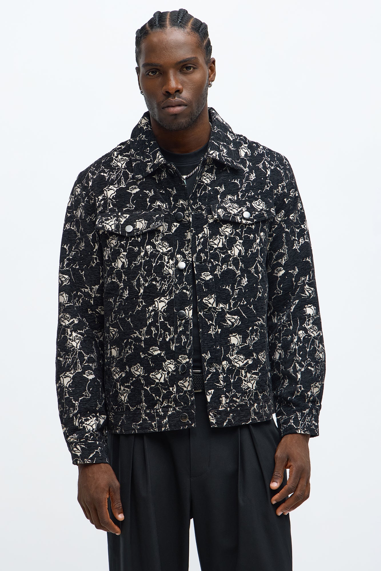 Wild Rose Tapestry Trucker Jacket - Black/combo
