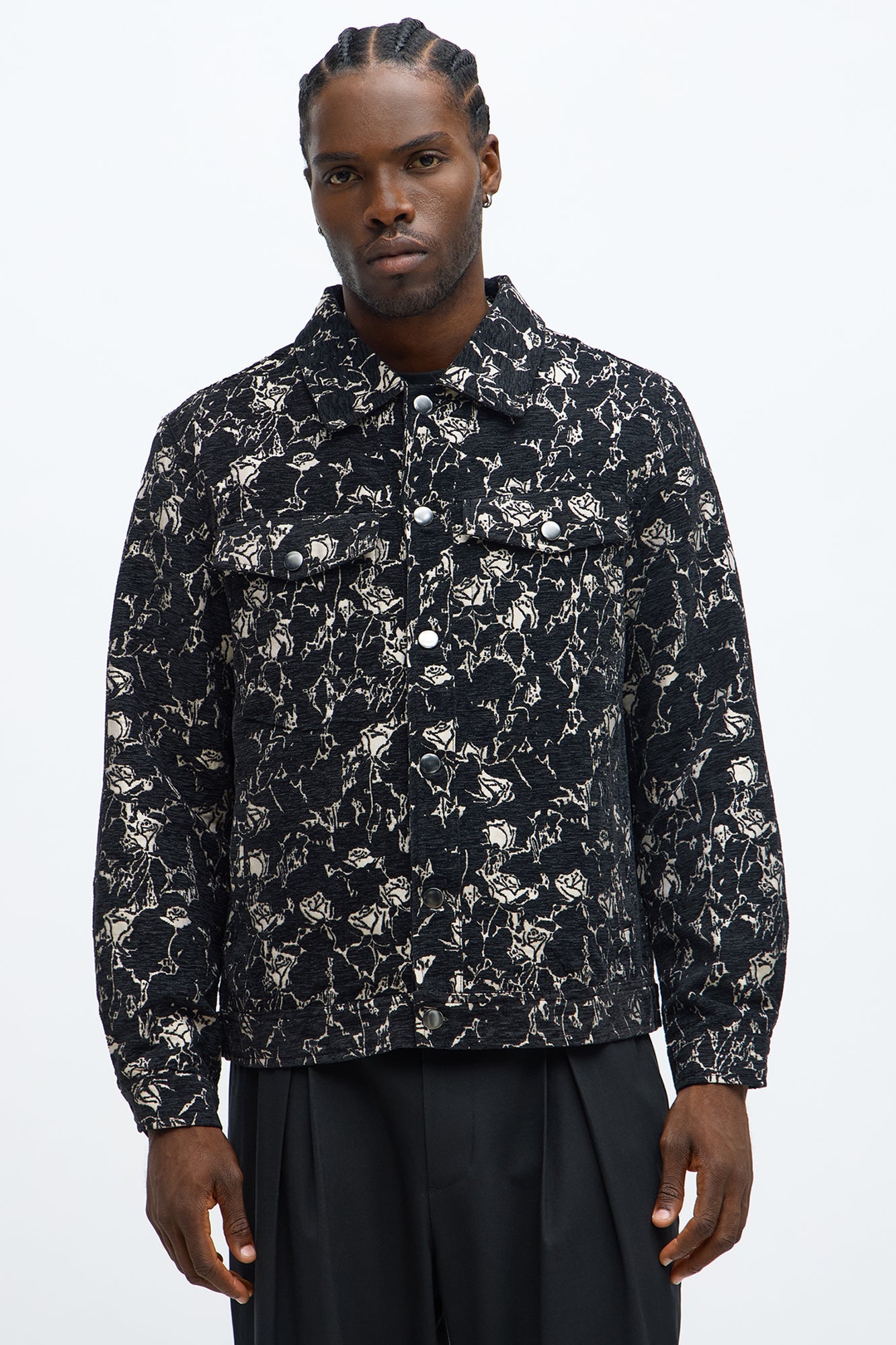 Wild Rose Tapestry Trucker Jacket - Black/combo