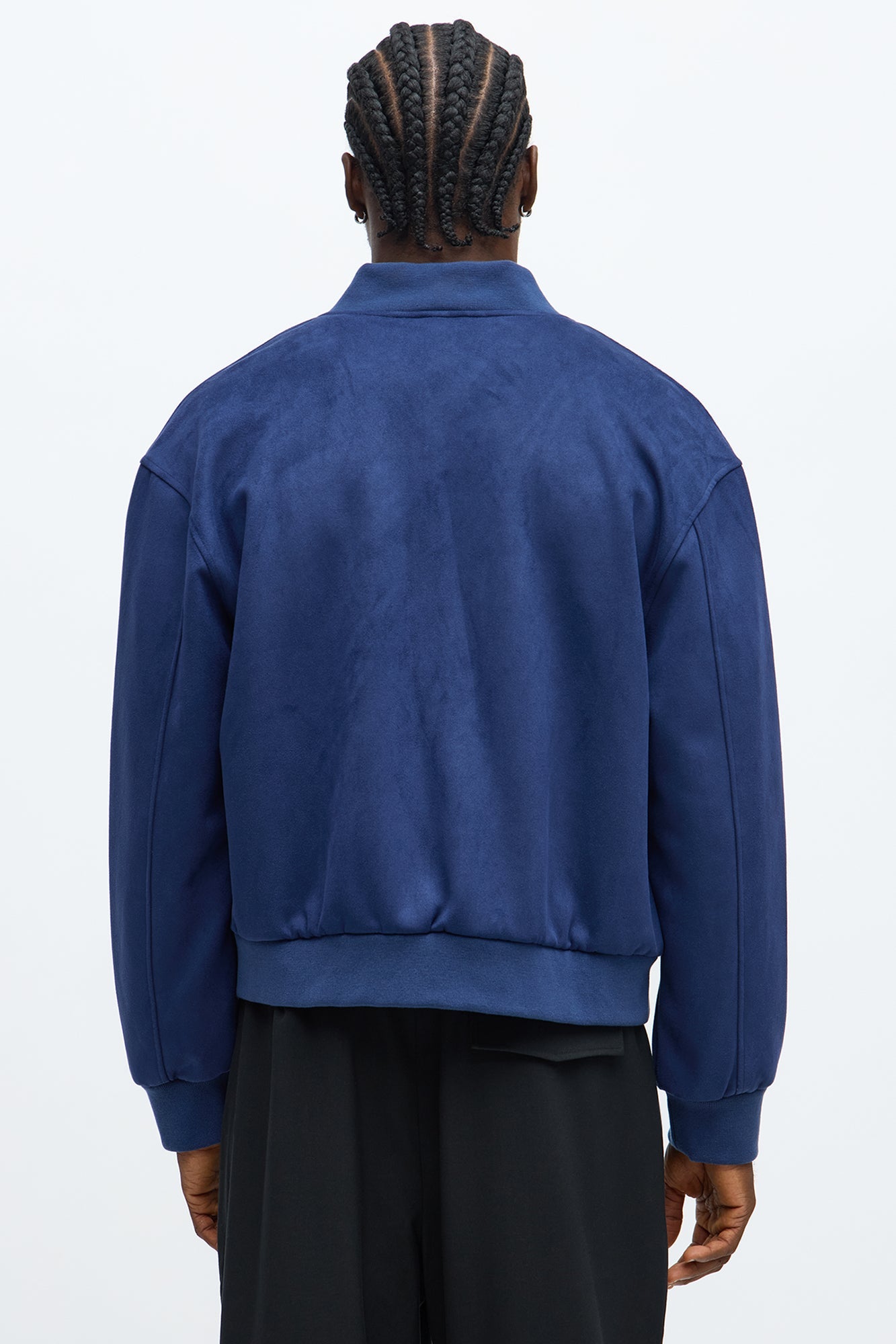 Cropped Hittin' The Streets Suede Bomber Jacket - Blue