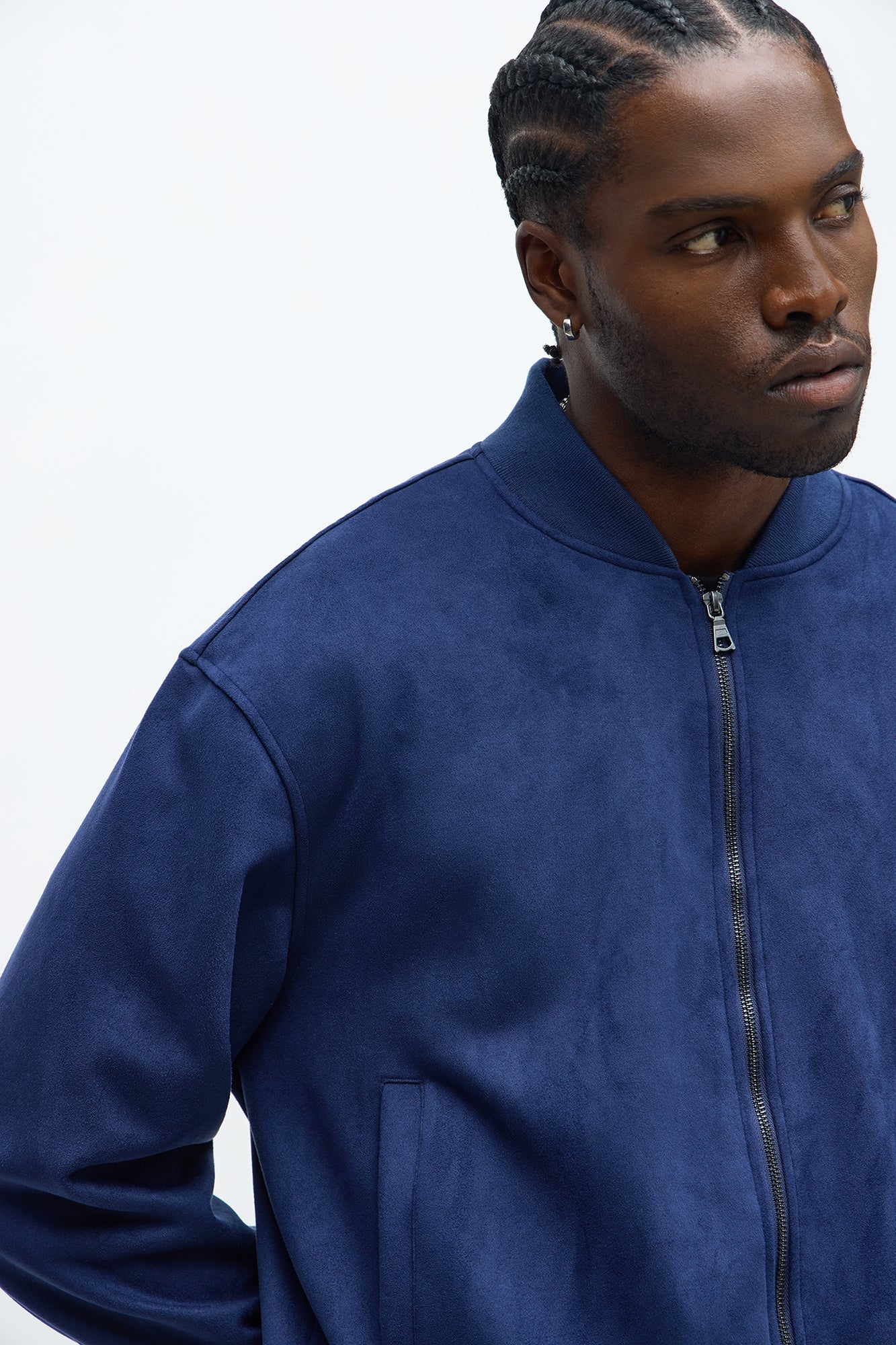 Cropped Hittin' The Streets Suede Bomber Jacket - Blue