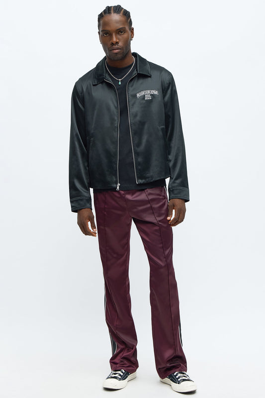 Stacked Slim Flare Lavished Track Pant - Burgundy