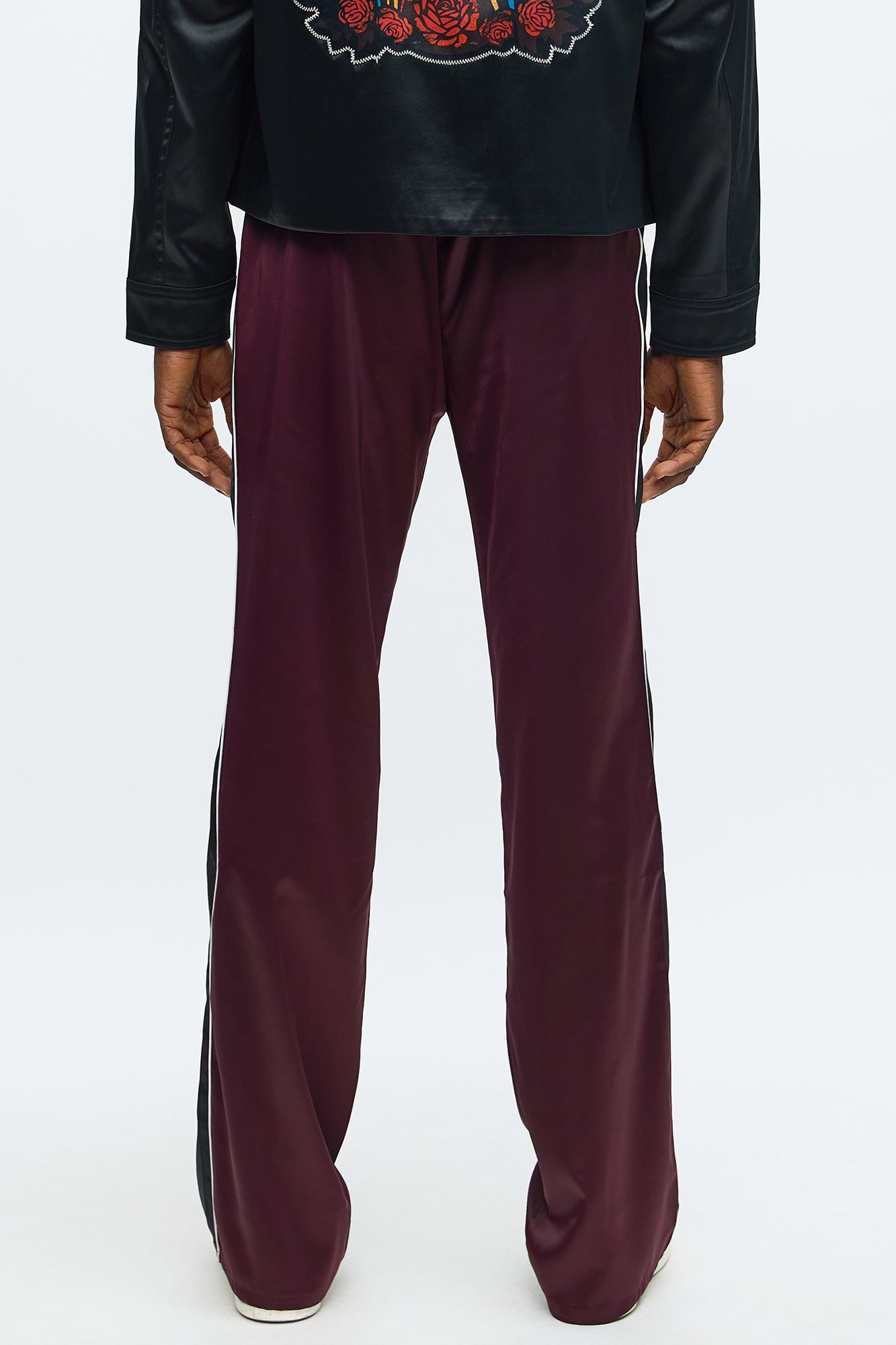 Stacked Slim Flare Lavished Track Pant - Burgundy