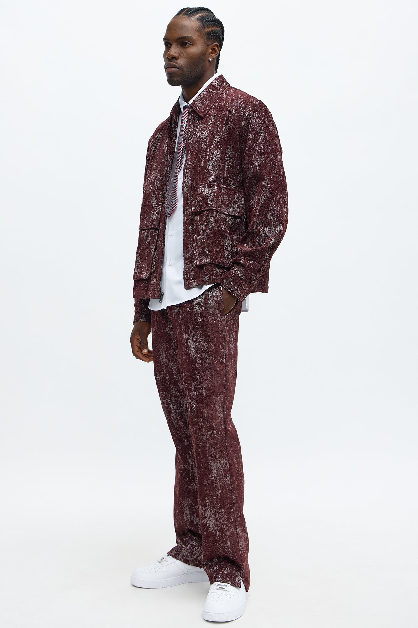 Velvet Heathered Work Jacket - Burgundy