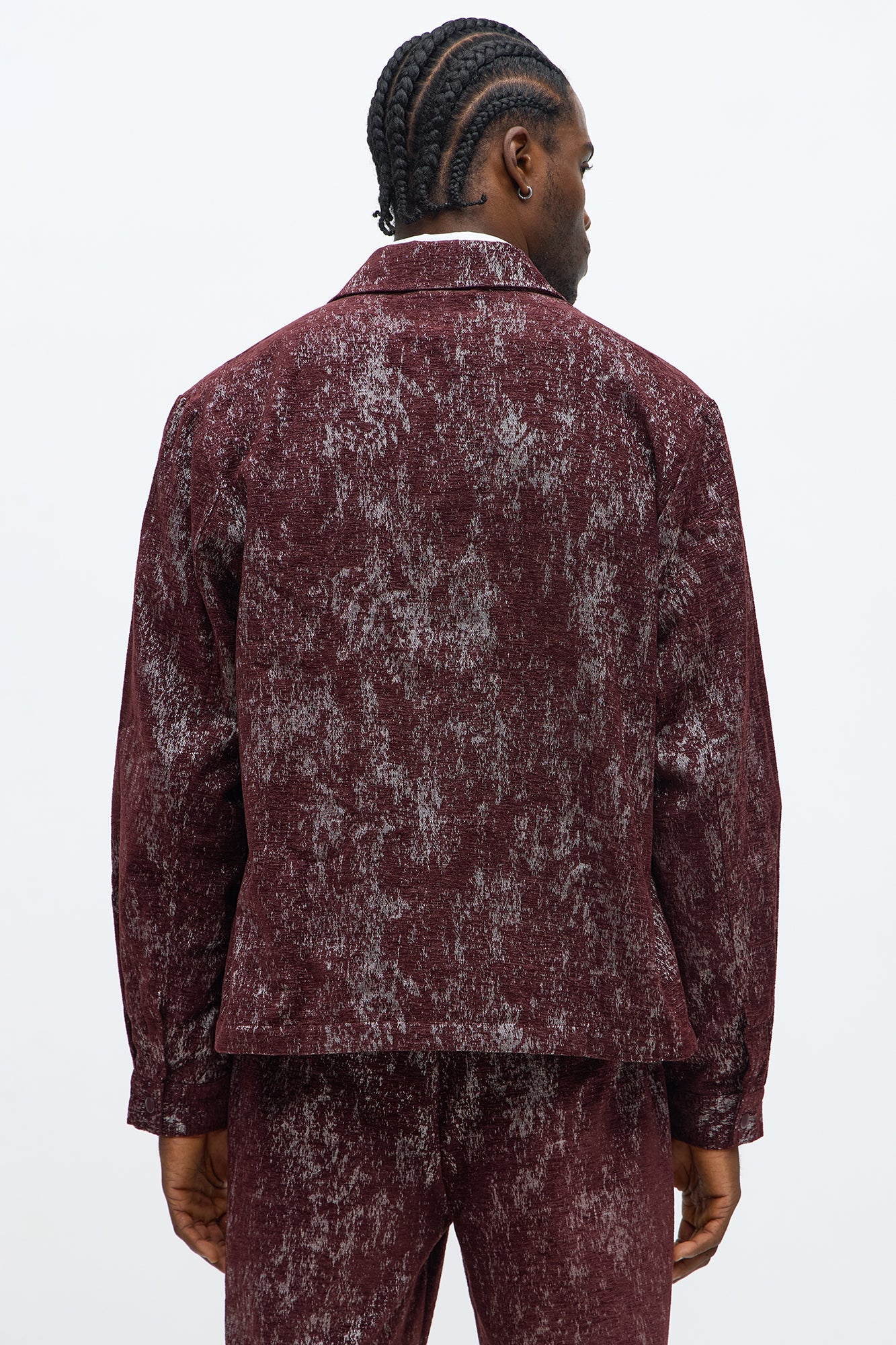 Velvet Heathered Work Jacket - Burgundy