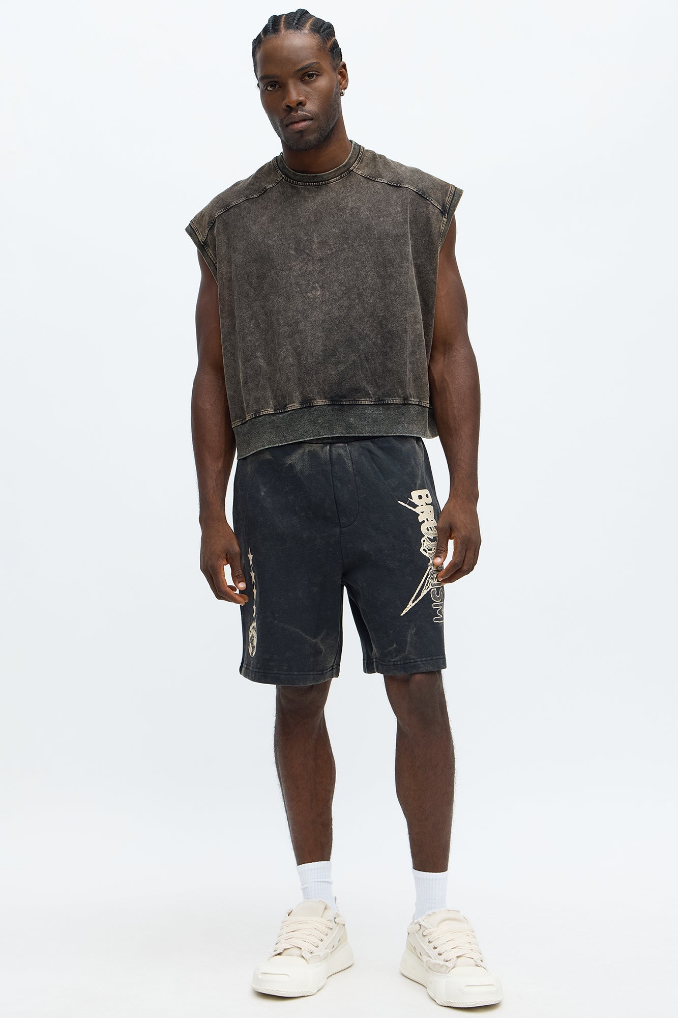 Boxy Washed Up Muscle Tee - Black