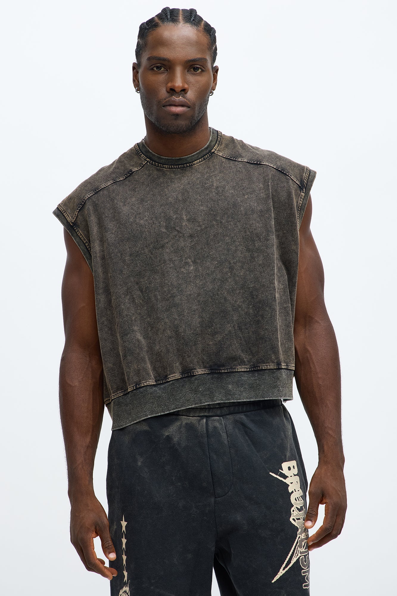 Boxy Washed Up Muscle Tee - Black