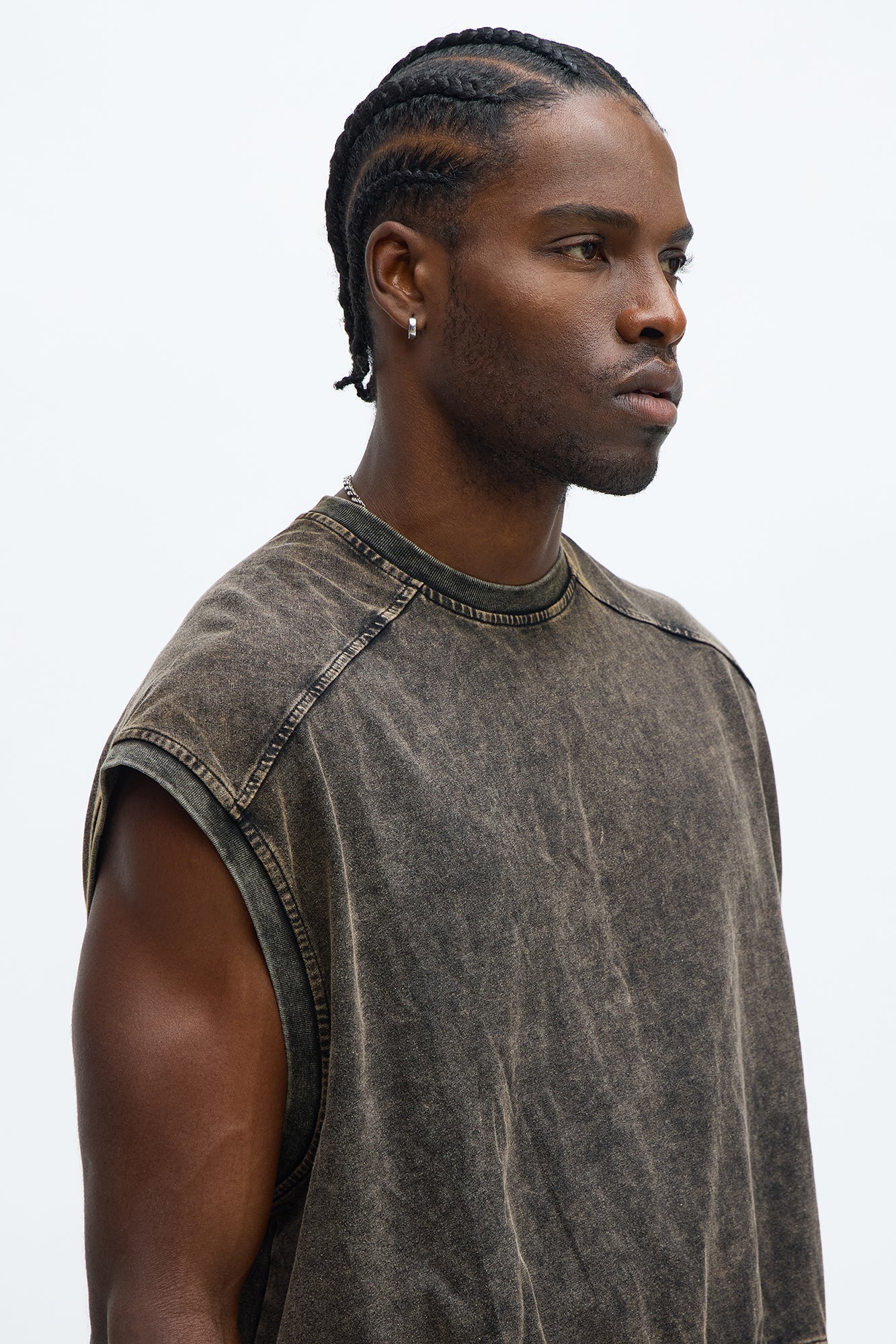 Boxy Washed Up Muscle Tee - Black