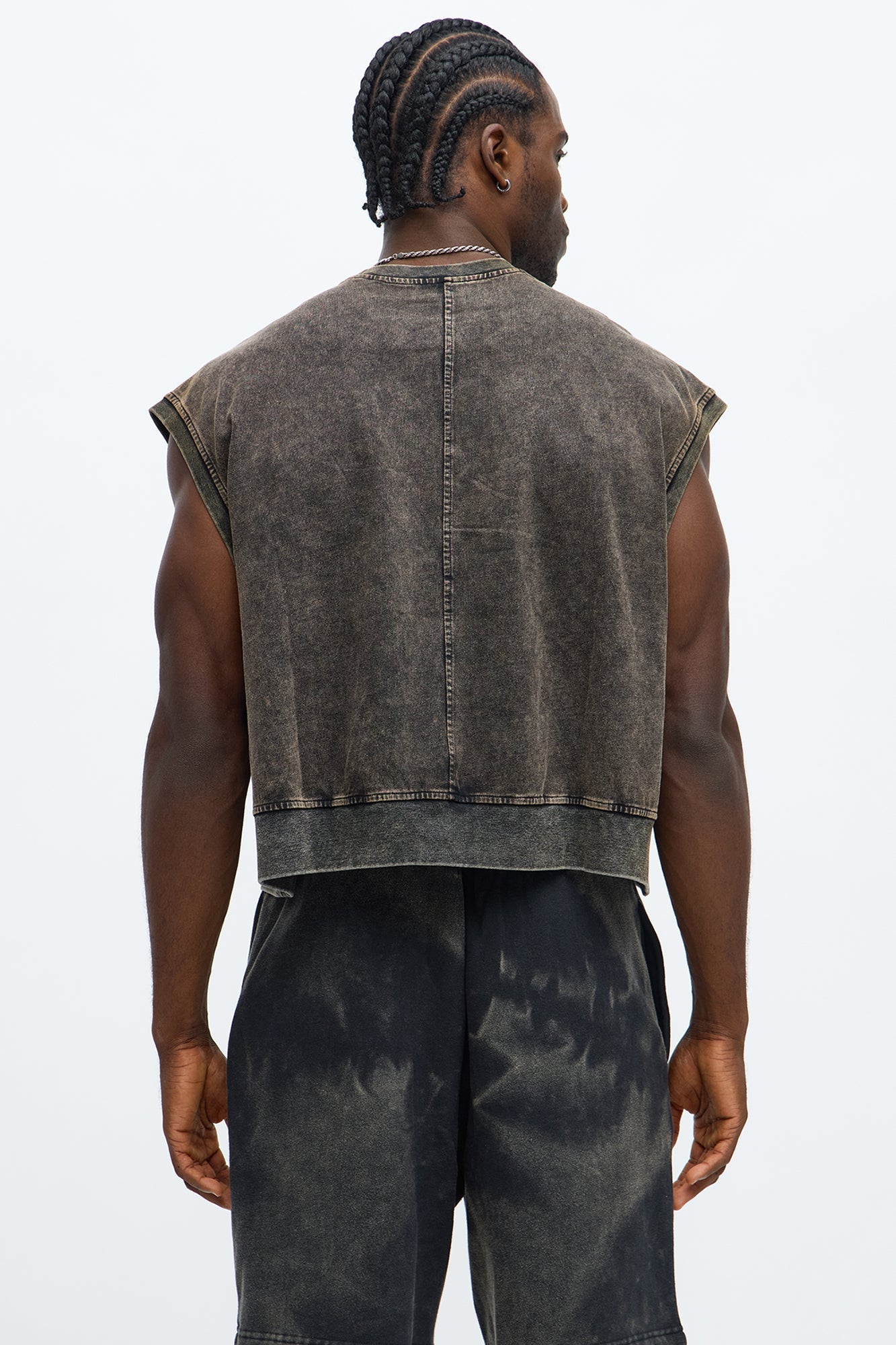 Boxy Washed Up Muscle Tee - Black