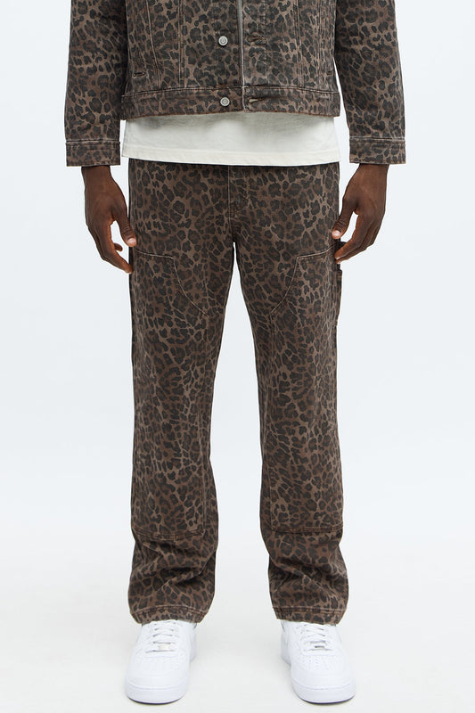 Straight We Wildin Leopard Pants - Brown