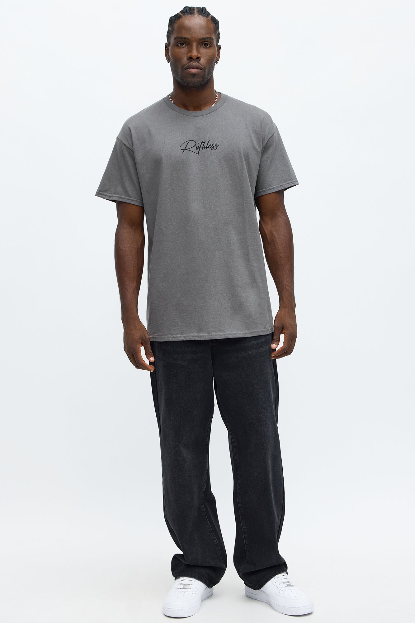 Ruthless To Succeed Oversized Short Sleeve Tee - Charcoal