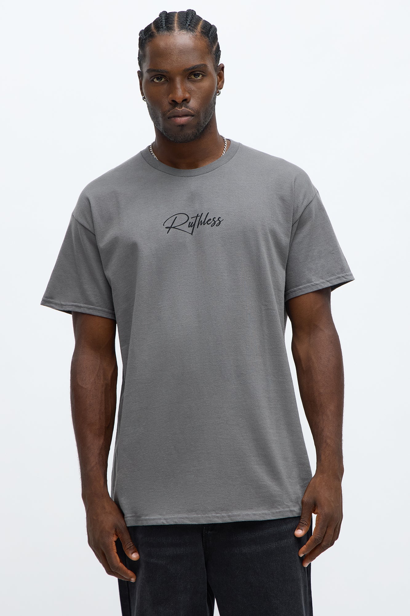 Ruthless To Succeed Oversized Short Sleeve Tee - Charcoal