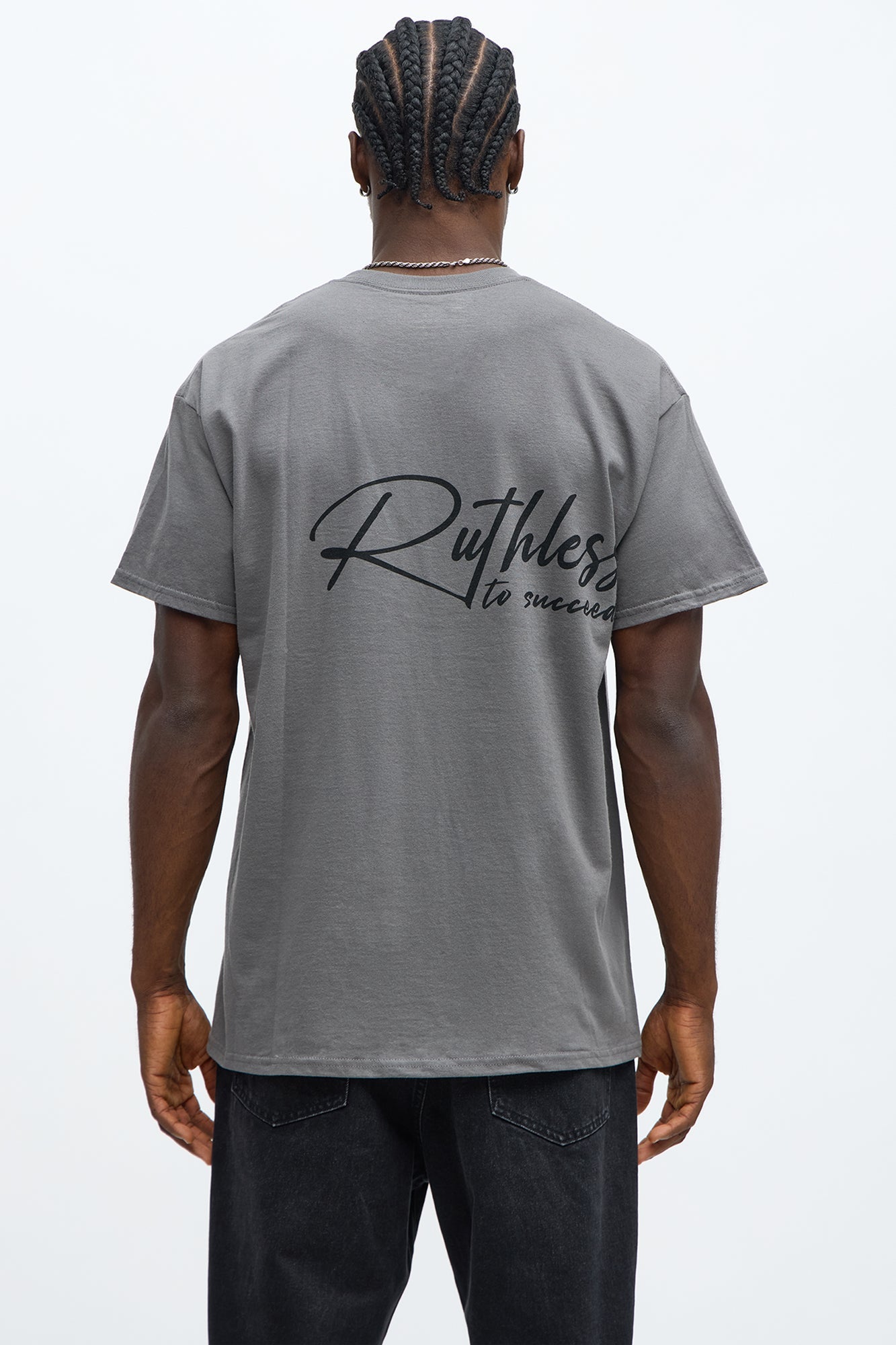 Ruthless To Succeed Oversized Short Sleeve Tee - Charcoal