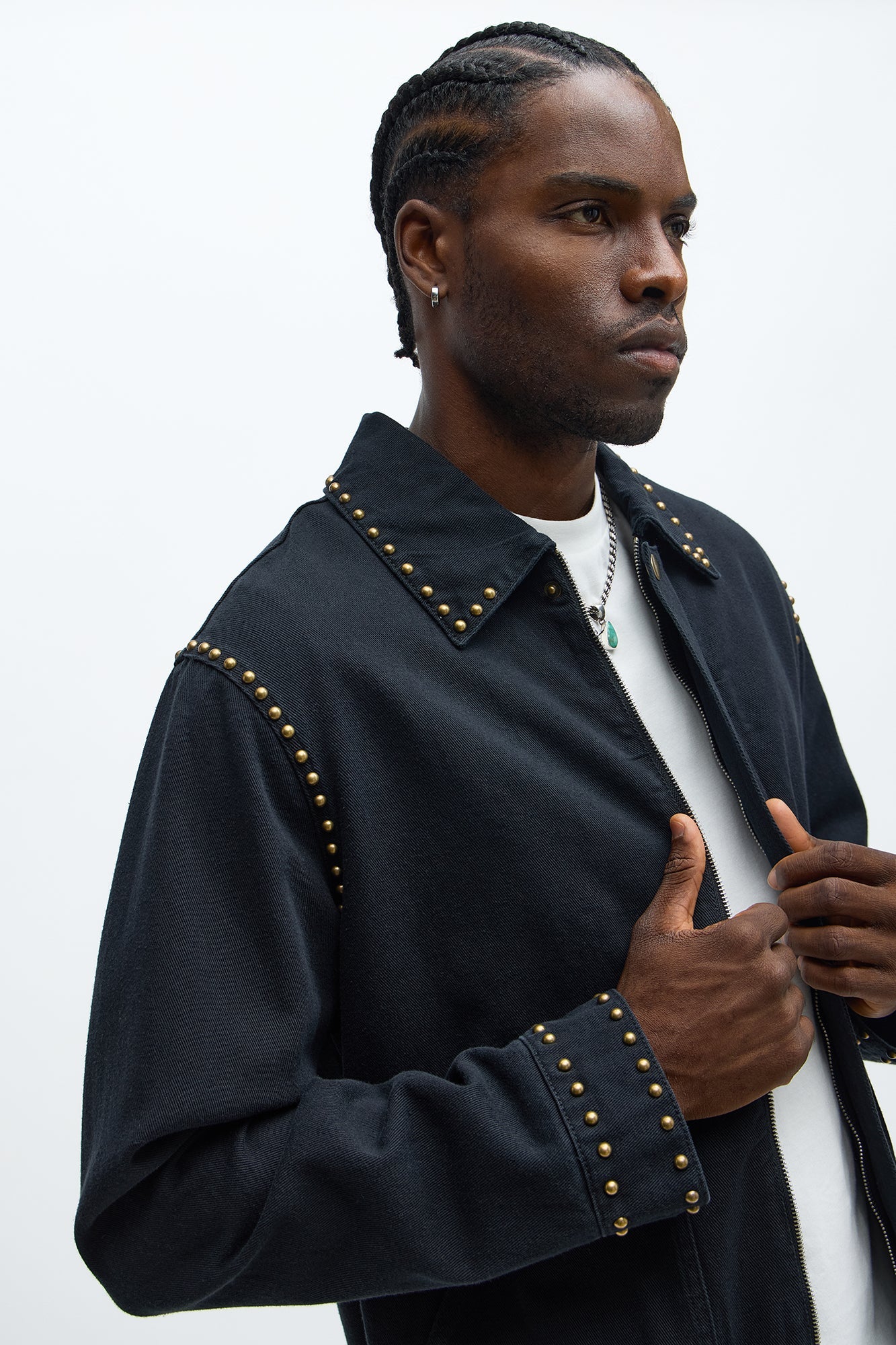 Relaxed Studded Work Jacket - Black