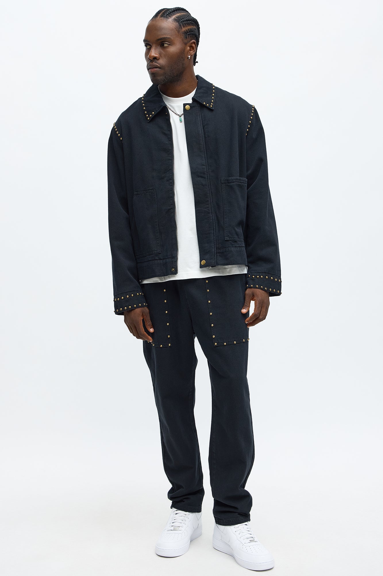 Slim Studded Pant - Black