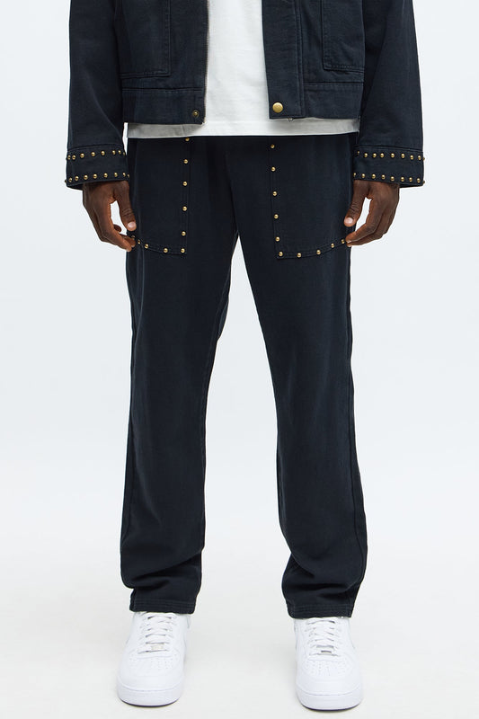 Slim Studded Pant - Black