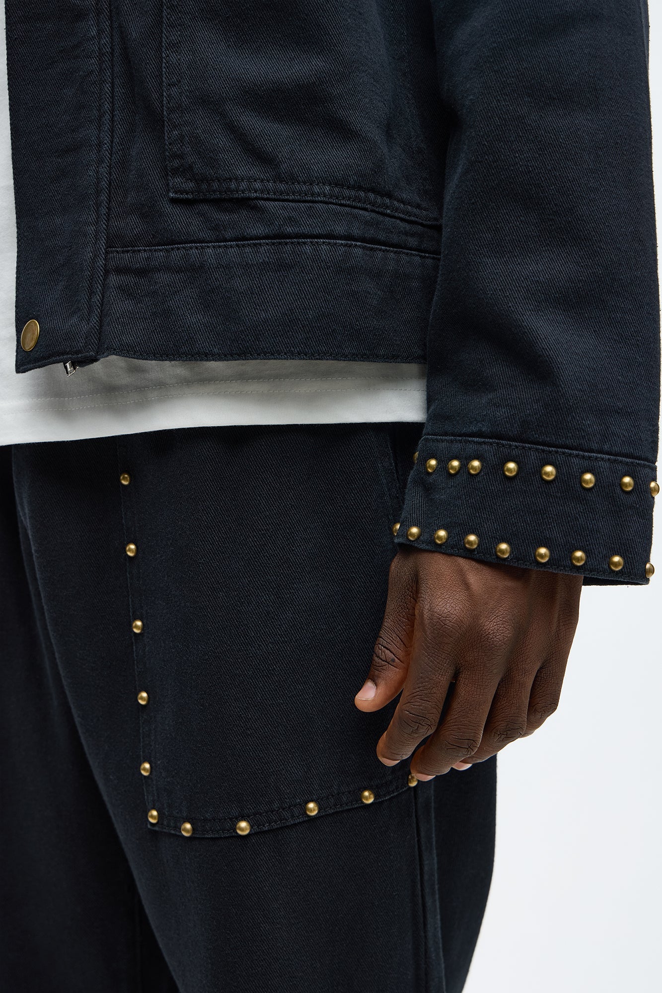 Slim Studded Pant - Black